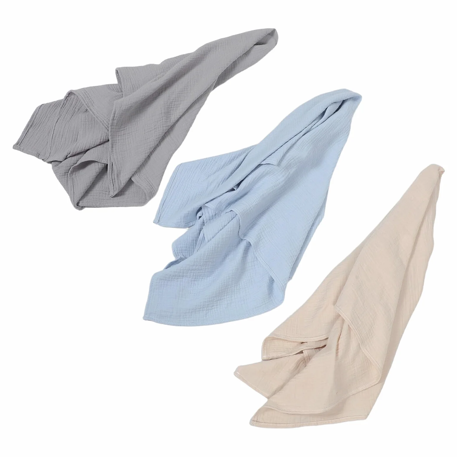 BESPORTBLE 3 Pezzi Coperta Mussola Neonato Neonato Tessuto Avvolgente per Bambina Maschi e Femmine Copertina Fasciatoio Traspirante per Sonno e Bagnetto Design Rilassante e Ampia