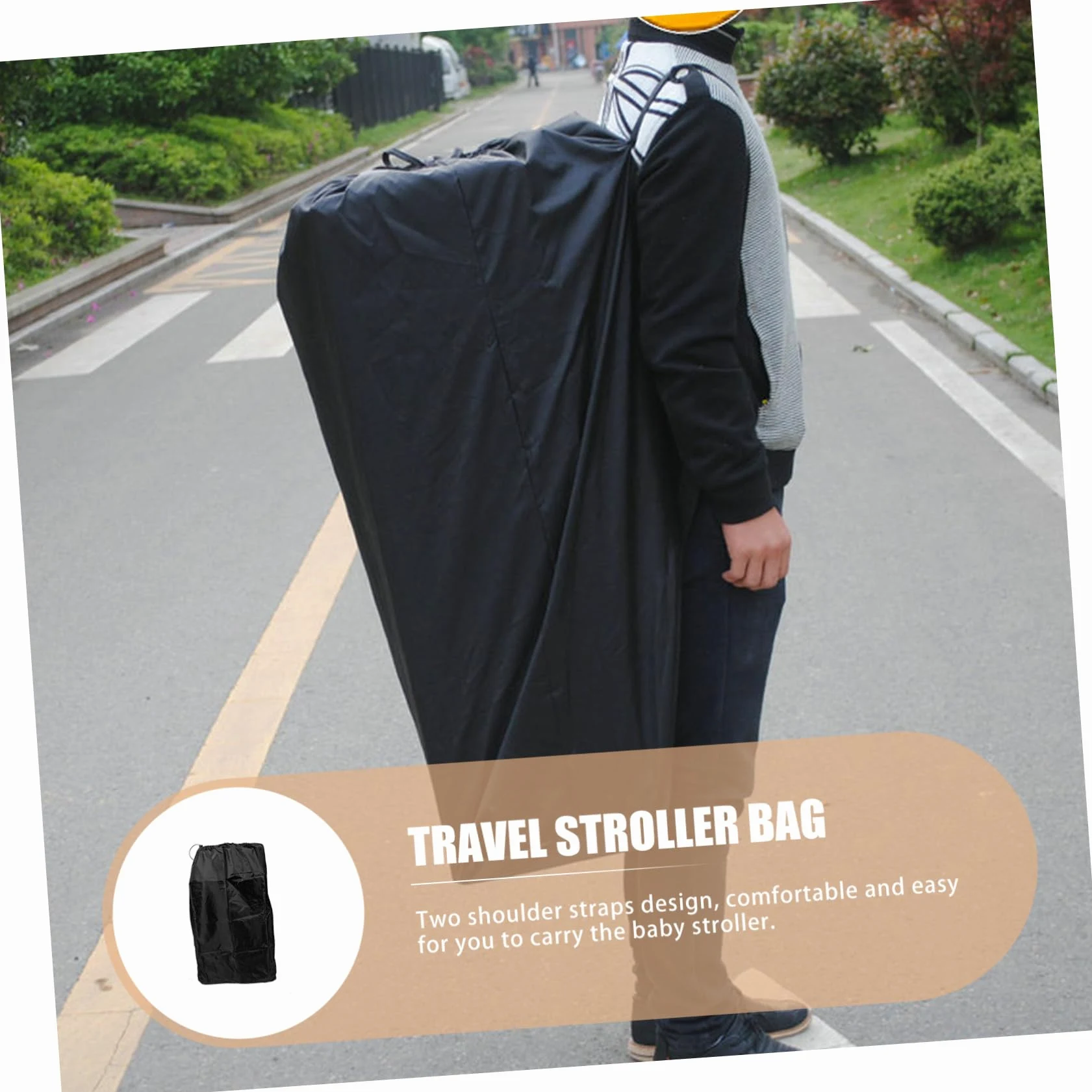 Toyvian Borsa per Viaggi in Aereo da Viaggio in Nylon Nero Spallacci Doppi e Protezione per Passeggino Sacco Compatibile la Maggior Parte dei Passeggini