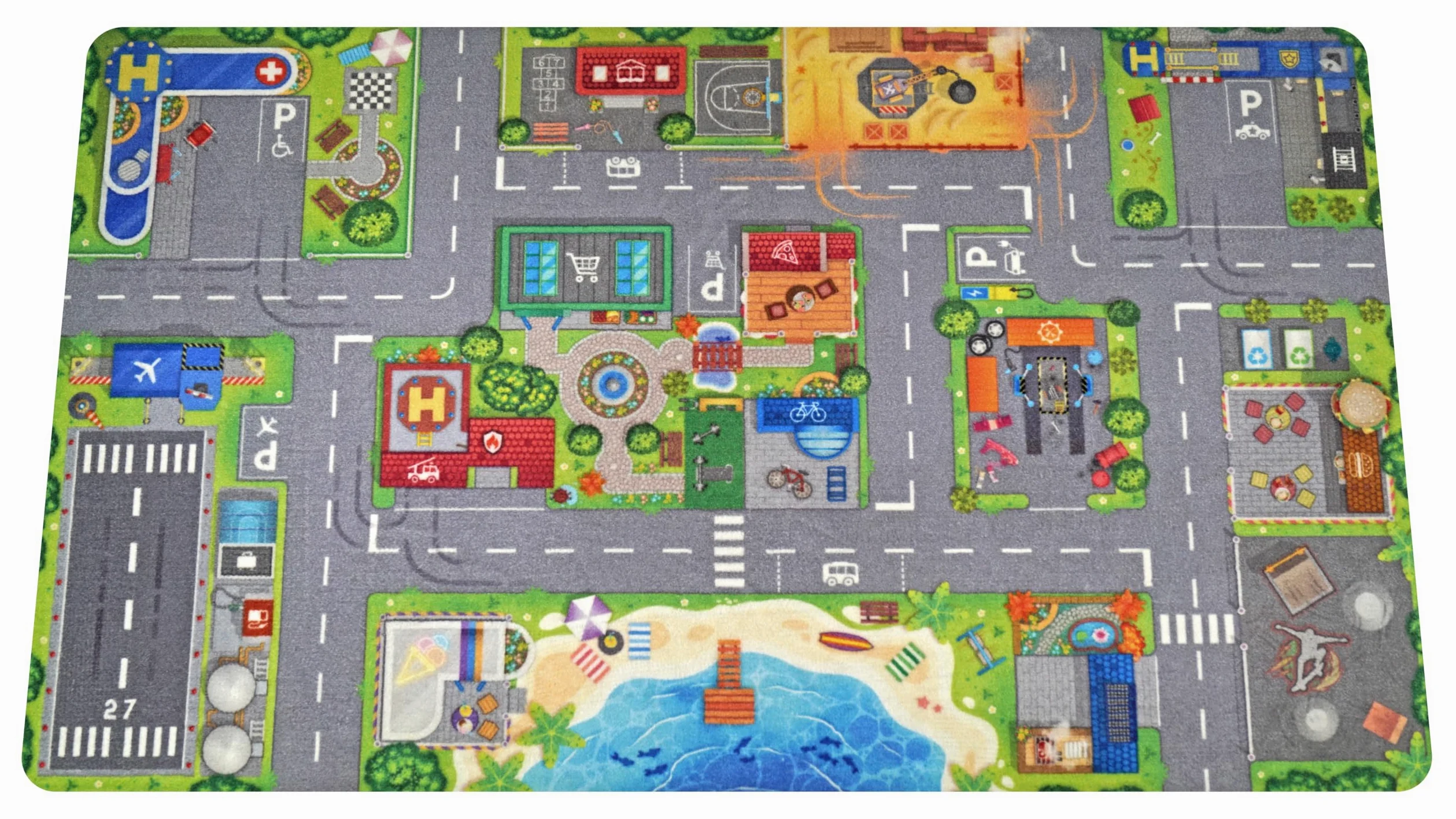 HuggyPlay tappeto da gioco city città tappeto per bambini 90 x 150 cm