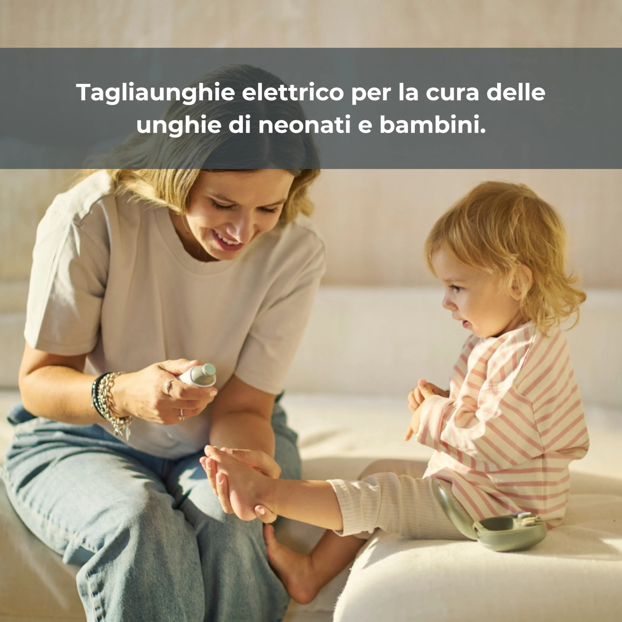 Nuvita 1130 Tagliaunghie Trimmy Lima Elettrica per Unghie di Neonati e Bambini – Sicuro, Delicato e Facile da Usare con Doppia Velocità, Include 5 Testine per Limatura e Custodia da Viaggio