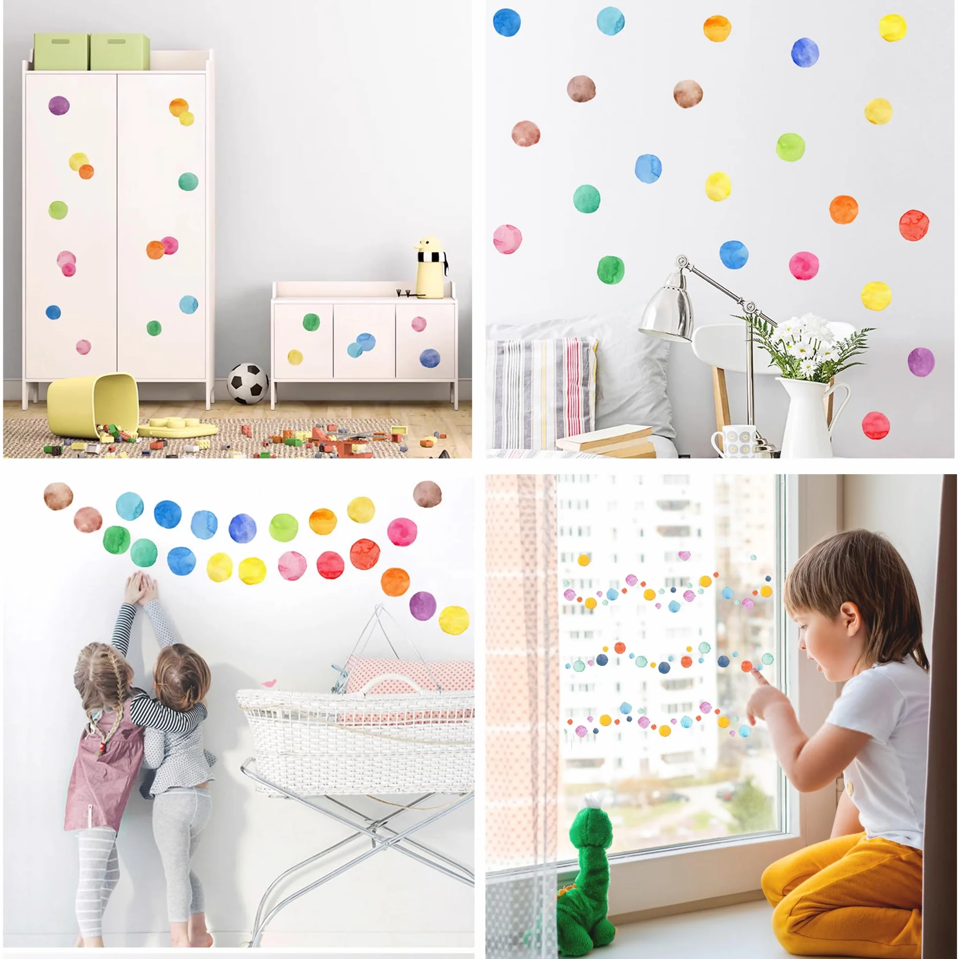 194 Pezzi Punti Adesivo Murale Acquerello,Acquerello Punti Adesivo da Parete Adesivo Murale Pois Colorate per Cameretta dei Bambini Ragazza Camera da Letto Asilo Nido Festa Decor