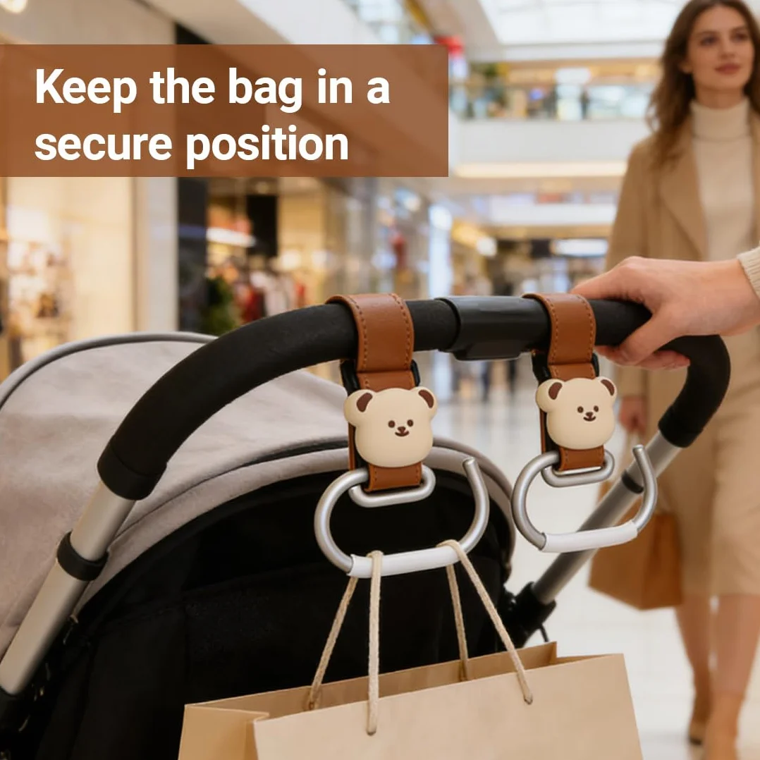 Passeggino Gancio Universale, 2 Pezzi, Accessori Passeggino, Ganci per Passeggino, Leggero E Resistente, Appendi la le borse in tutta sicurezza sulla tua Carrozzina o sul Passeggino