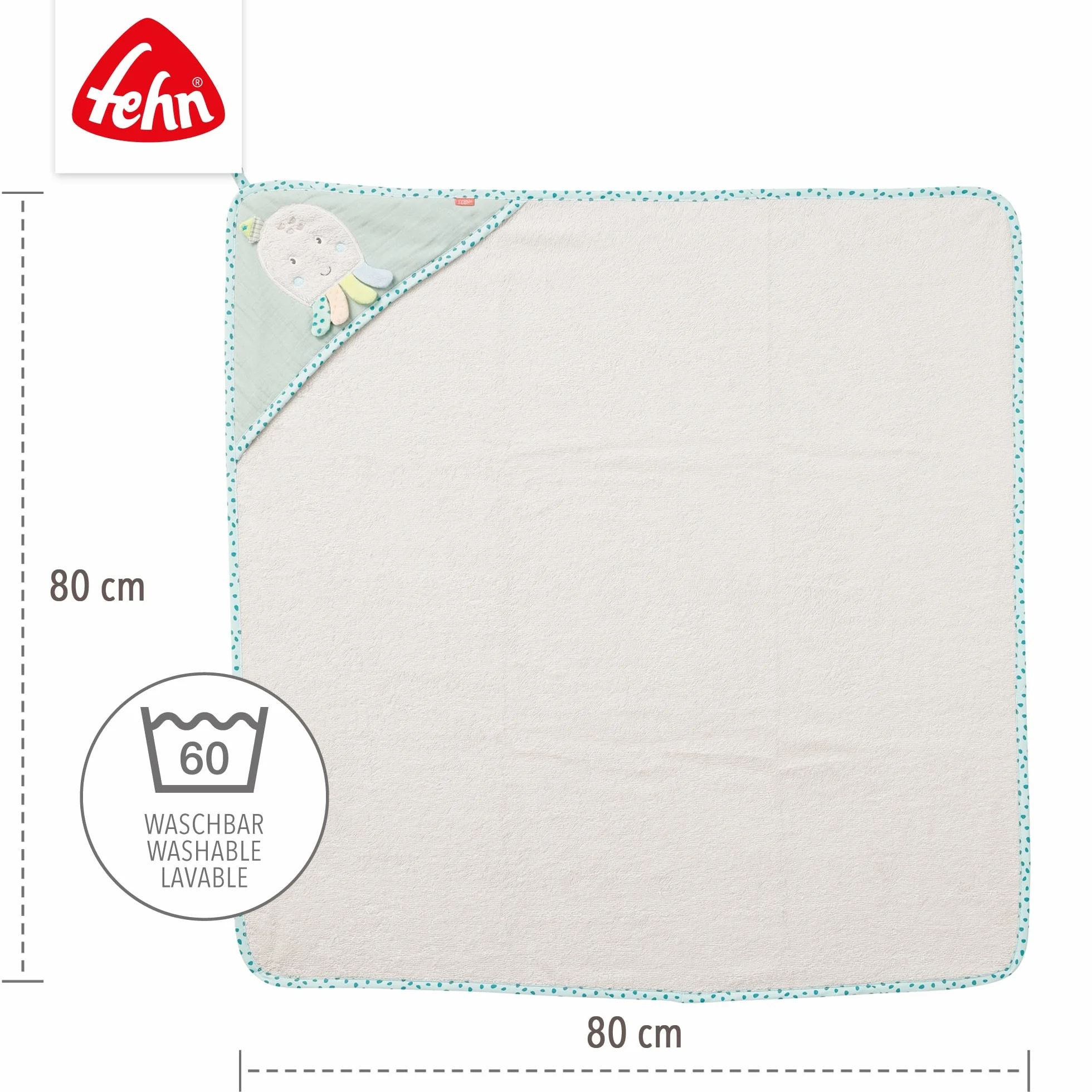 Fehn Asciugamano con cappuccio polpo – poncho da bagno in spugna con cappuccio e simpatico motivo lama – assorbente e morbido – per neonati e bambini a partire da 0 mesi
