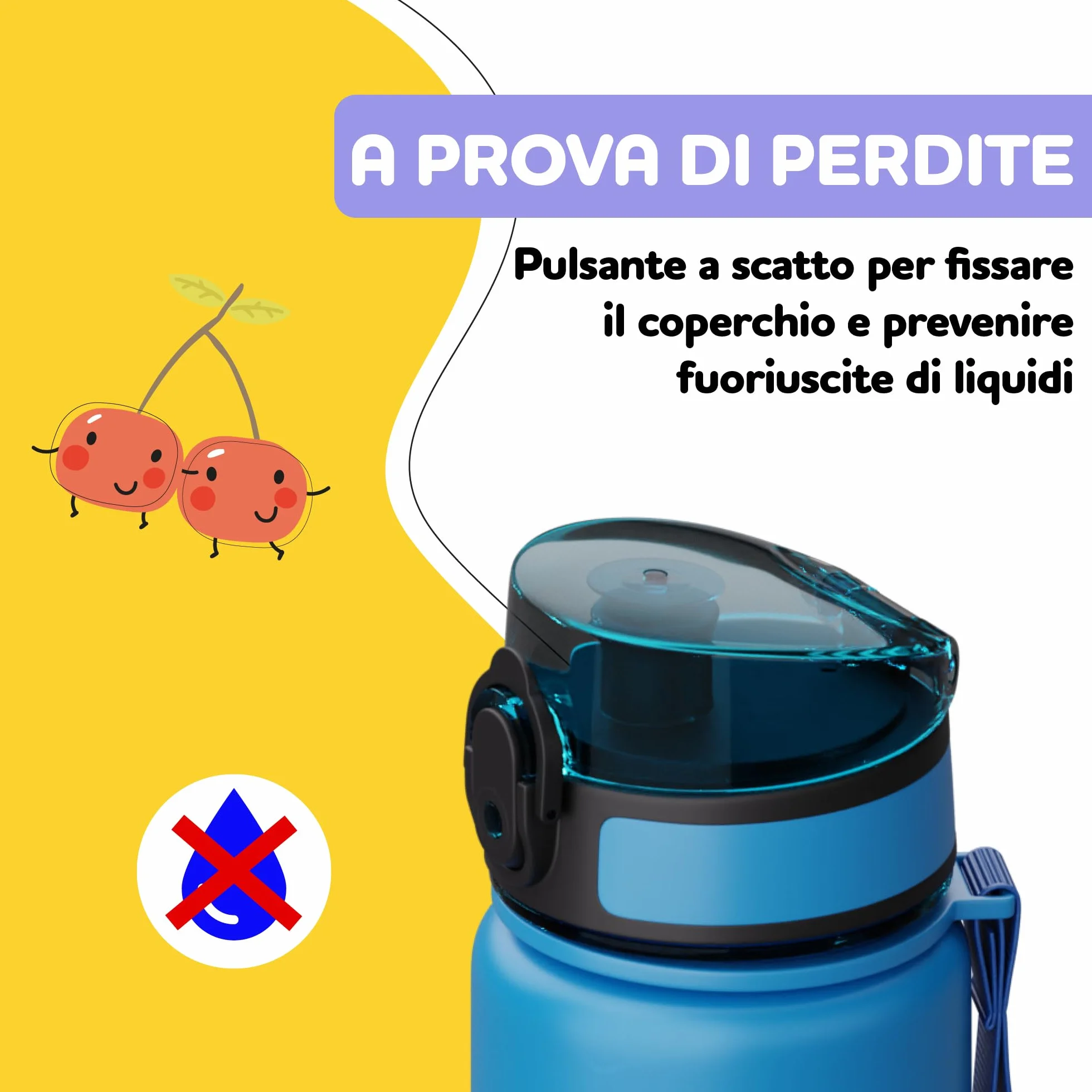 schmatzfatz Tappo per Borraccia – Coperchio di Ricambio Senza BPA con Cannuccia in Silicone, Chiusura a Prova di Perdite per Biberon 500ml, Facile da Pulire, Lavabile in Lavastoviglie, Blue Bees
