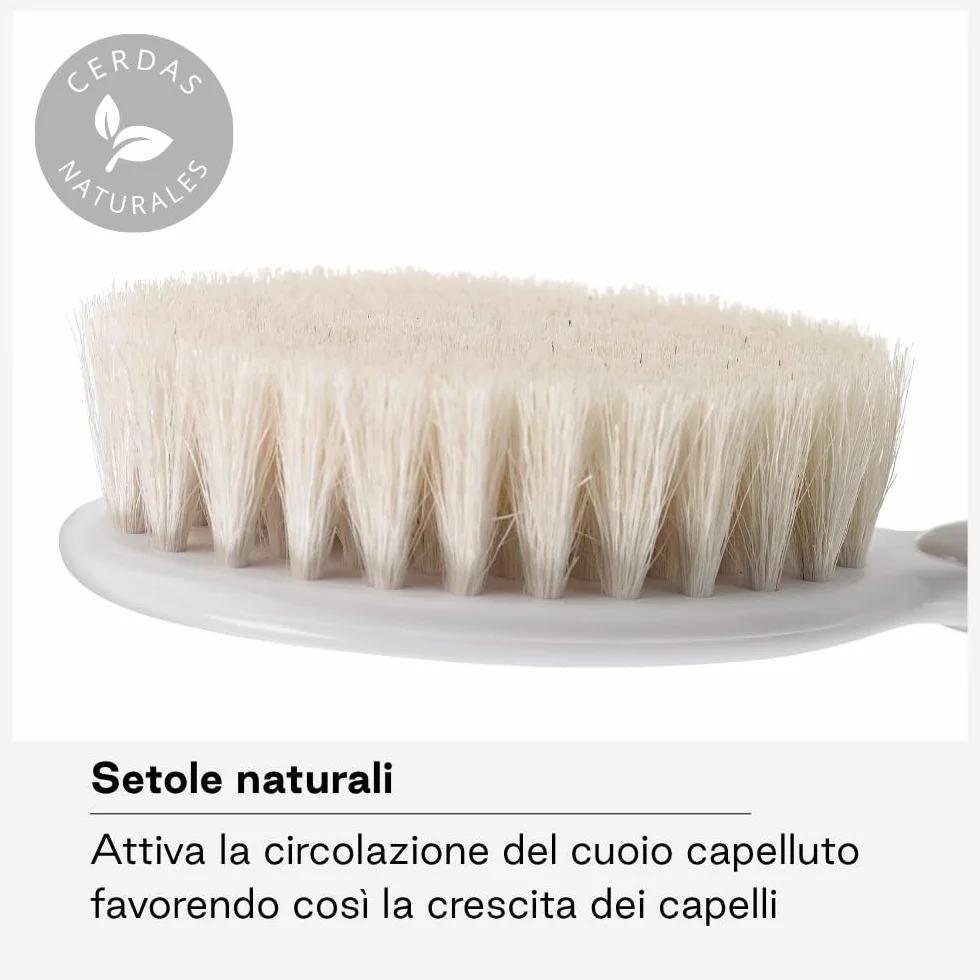 Jané Set Spazzola e Pettine Neonato, Setole Naturali, Punte Arrotondate, dalla Nascita, Beige