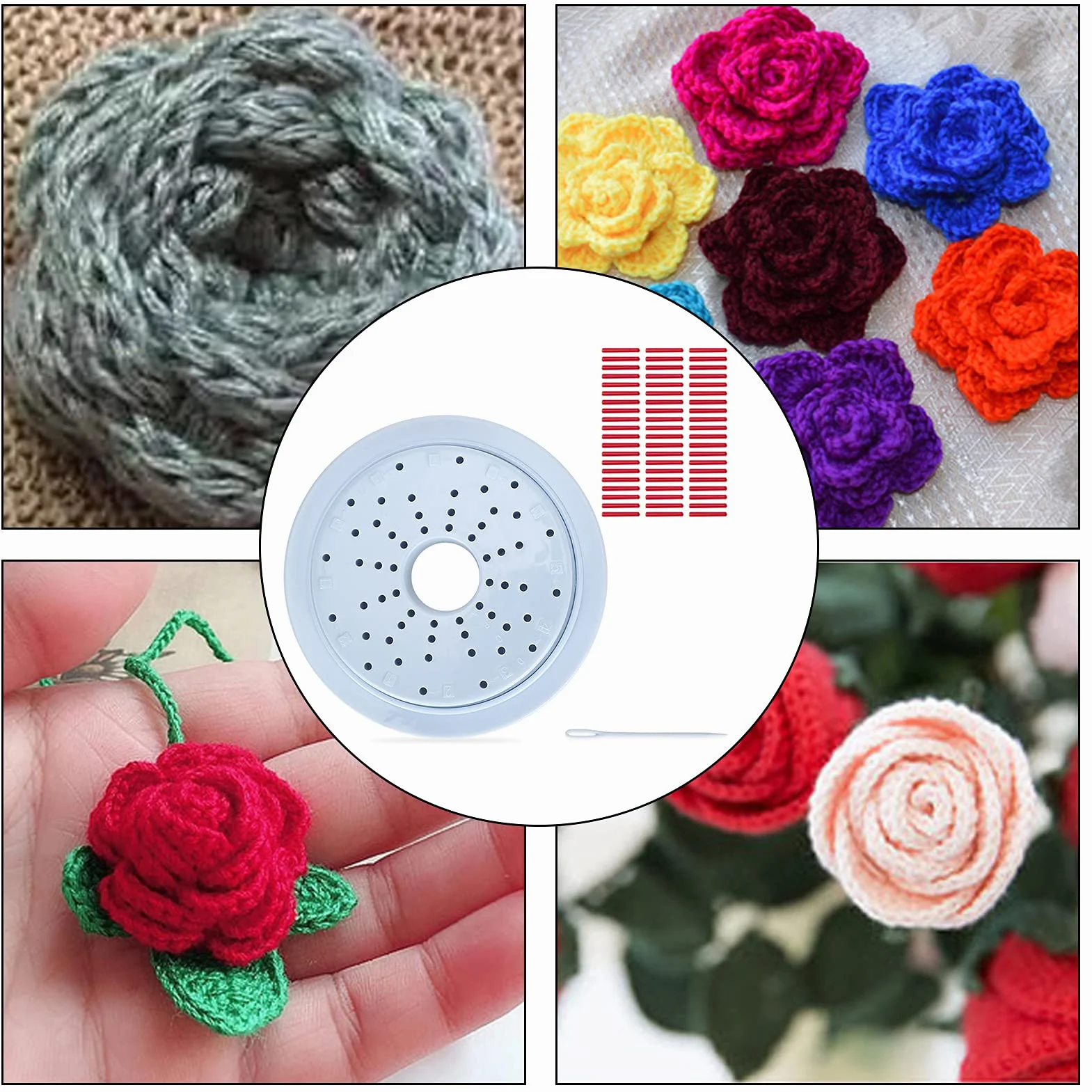 Telaio per Maglieria Rotondo, Kit Fai-da-te per Tessitura, Strumento per Creazione di Fiori in Lana