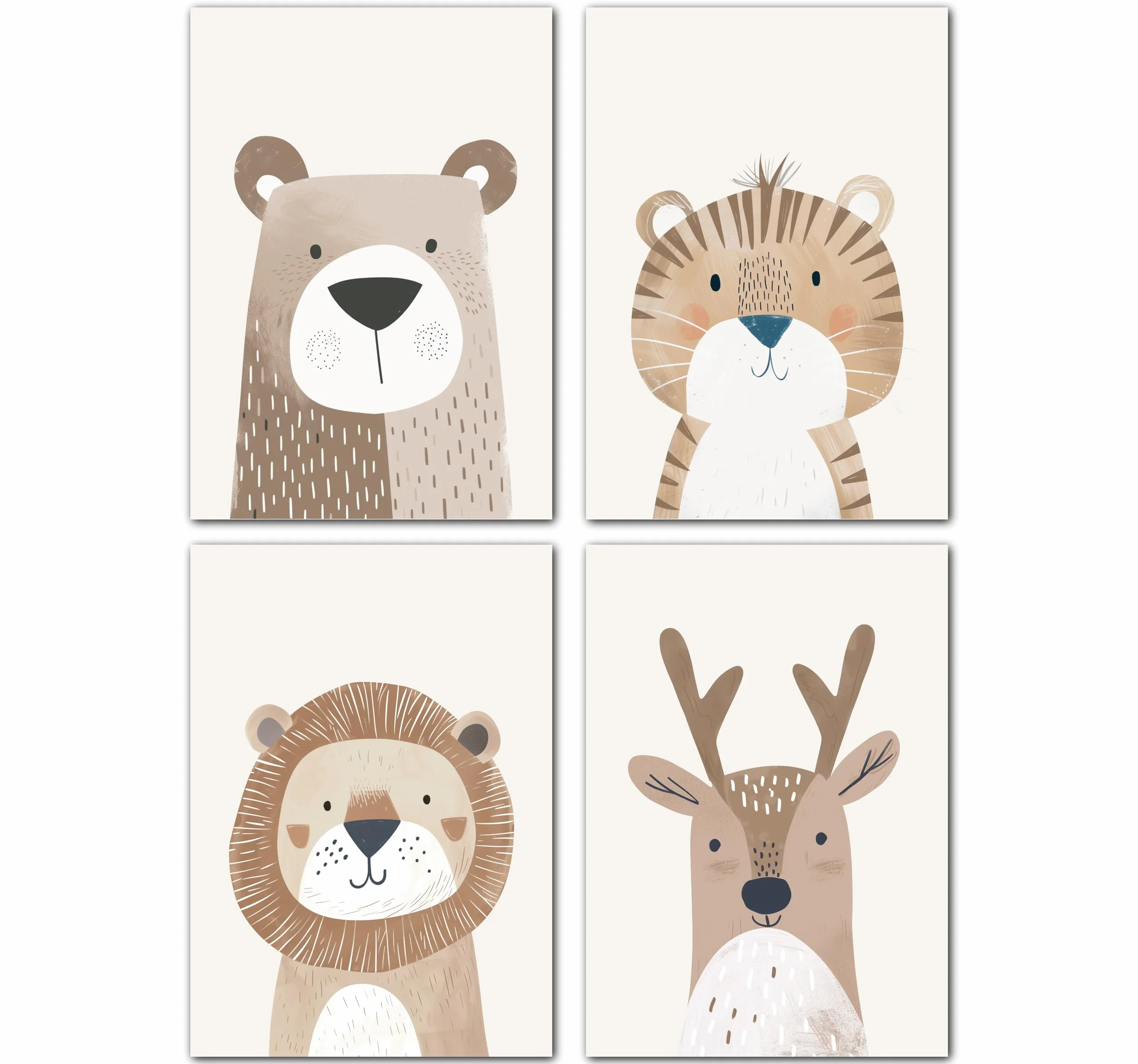 LAVEMA Immagini per la cameretta del bambino, decorazione per la cameretta dei bambini, poster di animali in beige, poster A4 senza cornice, immagini decorative per la cameretta