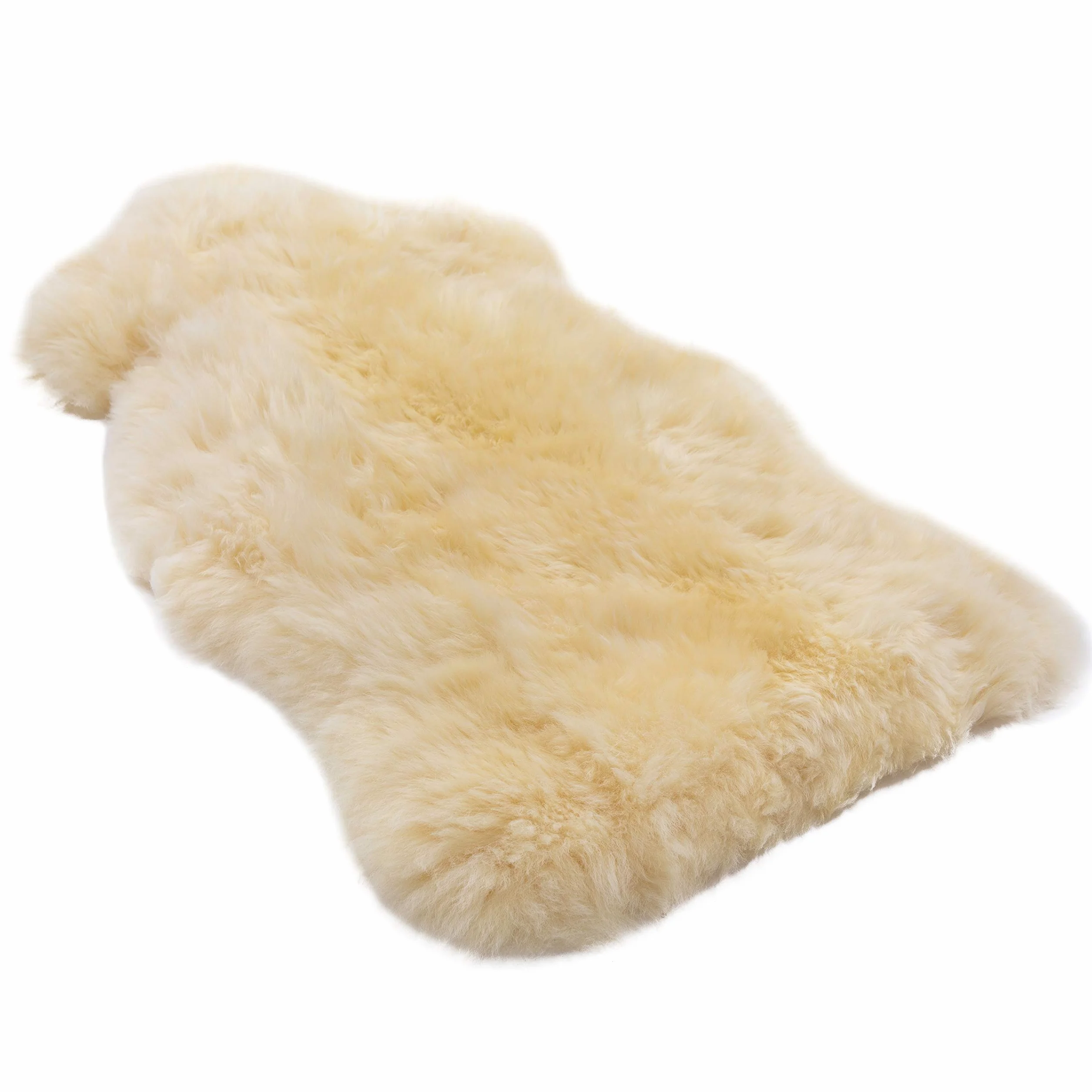 Pelle di agnello medico WERNER CHRIST BABY - pelle di pecora naturale non rasata (qualità tedesca), per neonati, decorativa, coprisedili, runner, tappeti. Lunghezza +/- 65 cm, beige-oro