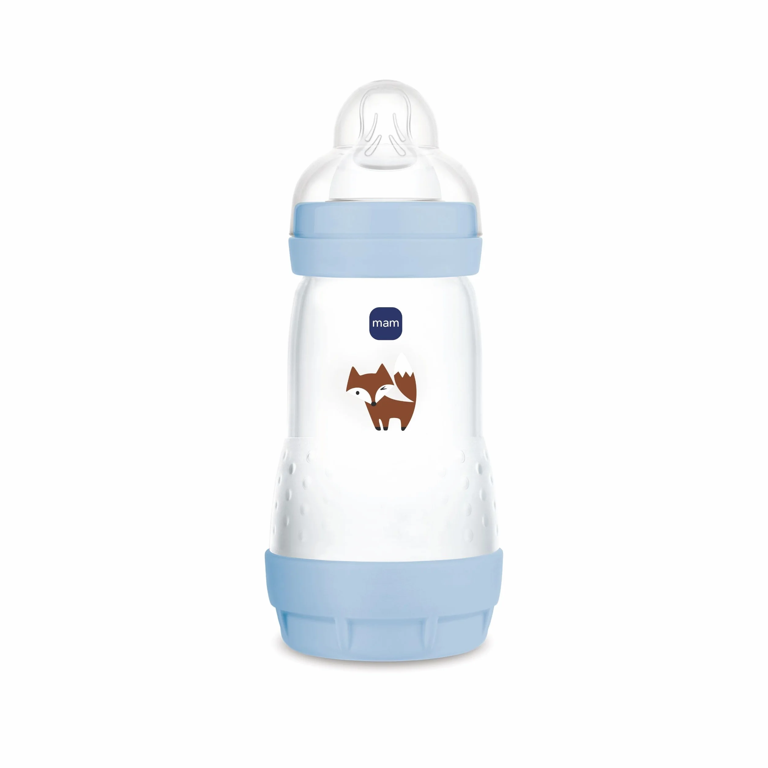 MAM Biberon Easy Start 260 ml, Biberon anticolica per allattamento misto, Riduce le bolle d'aria e il rischio di coliche, Accessori neonati 2+ mesi autosterilizzanti e con tettarella misura 2, Azzurro