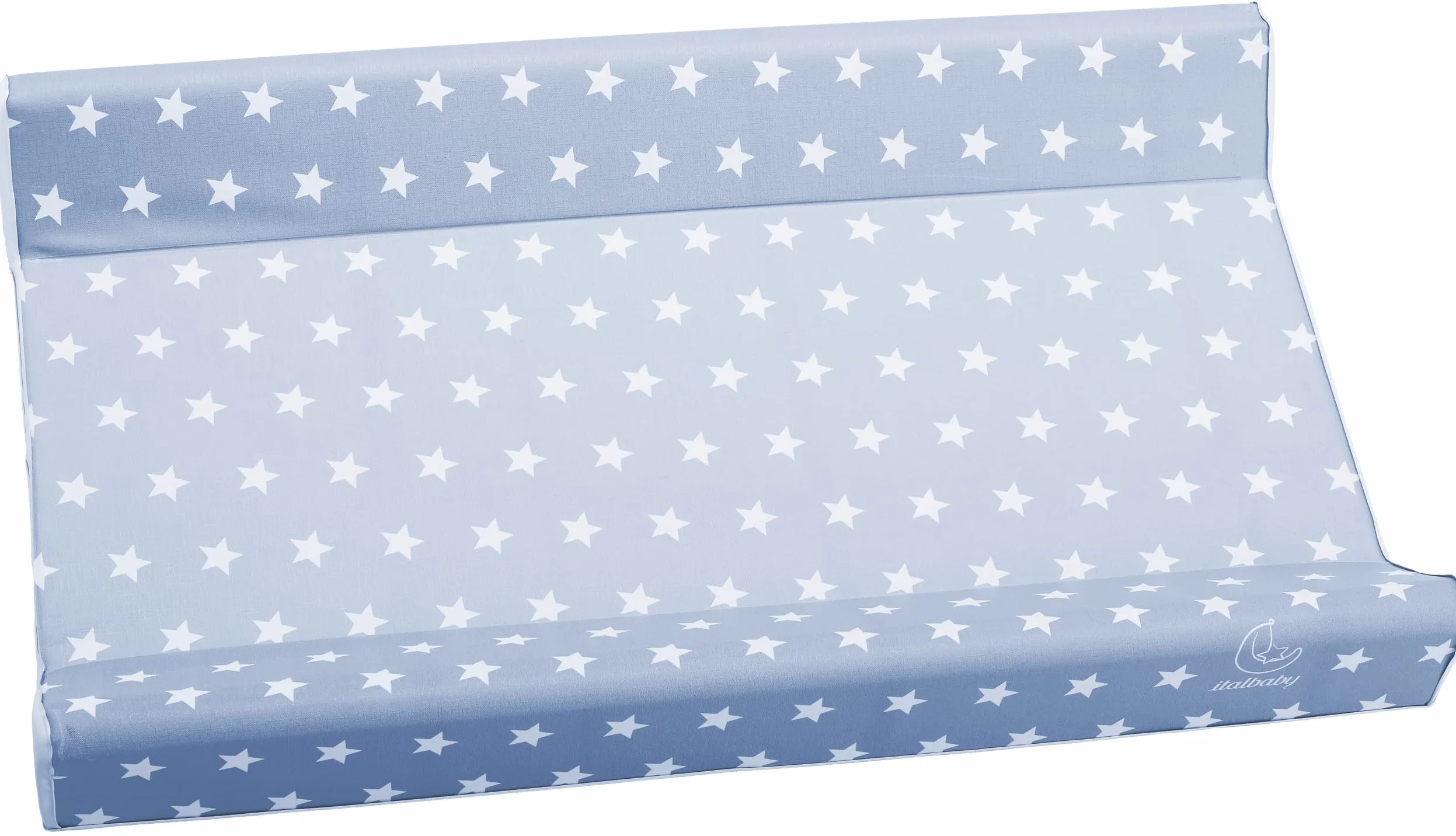 Materassino fasciatoio in pvc 2 lati, per il cambio del pannolino, universale, misura cm 49x81x10, made in italy, Italbaby starlette azzurro
