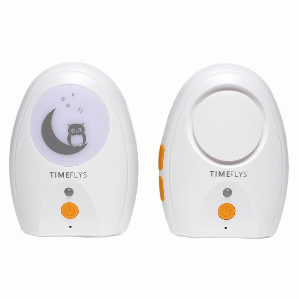 TimeFlys Paladin Baby Monitor Audio Versione Aggiornata, Portatile, Ricaricabile, Portata Extra Lunga Fino a 609,6 m, Luce Notturna, Suono Cristallo, Campeggio