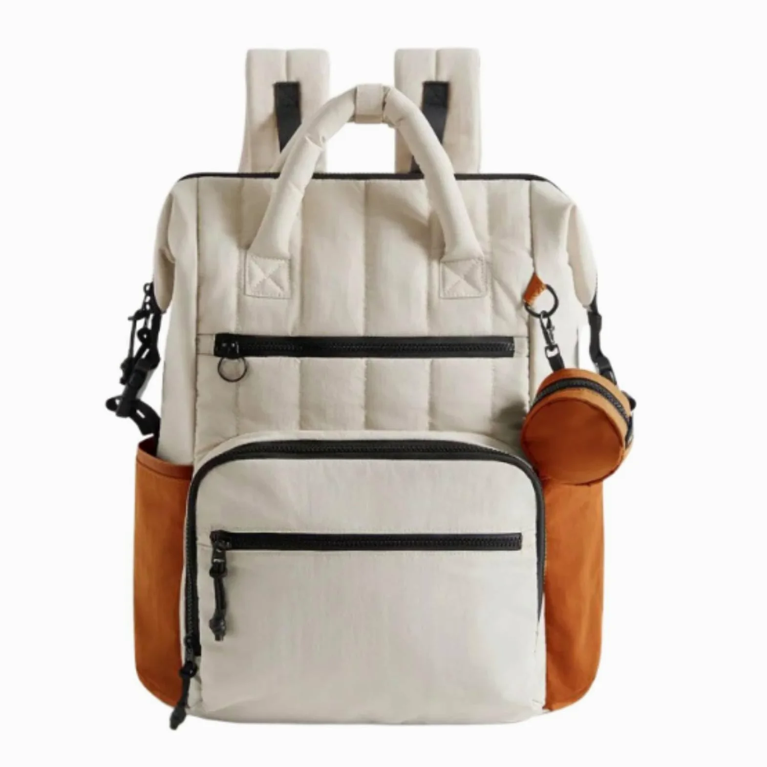 Baoblaze Borsa Fasciatoio Impermeabile Zaino Neonato Borsa Mamma Borsa Passeggino Organizzata con Ampia Apertura Multiple Spallacci Imbottiti Ergonomici, Beige+Arancione