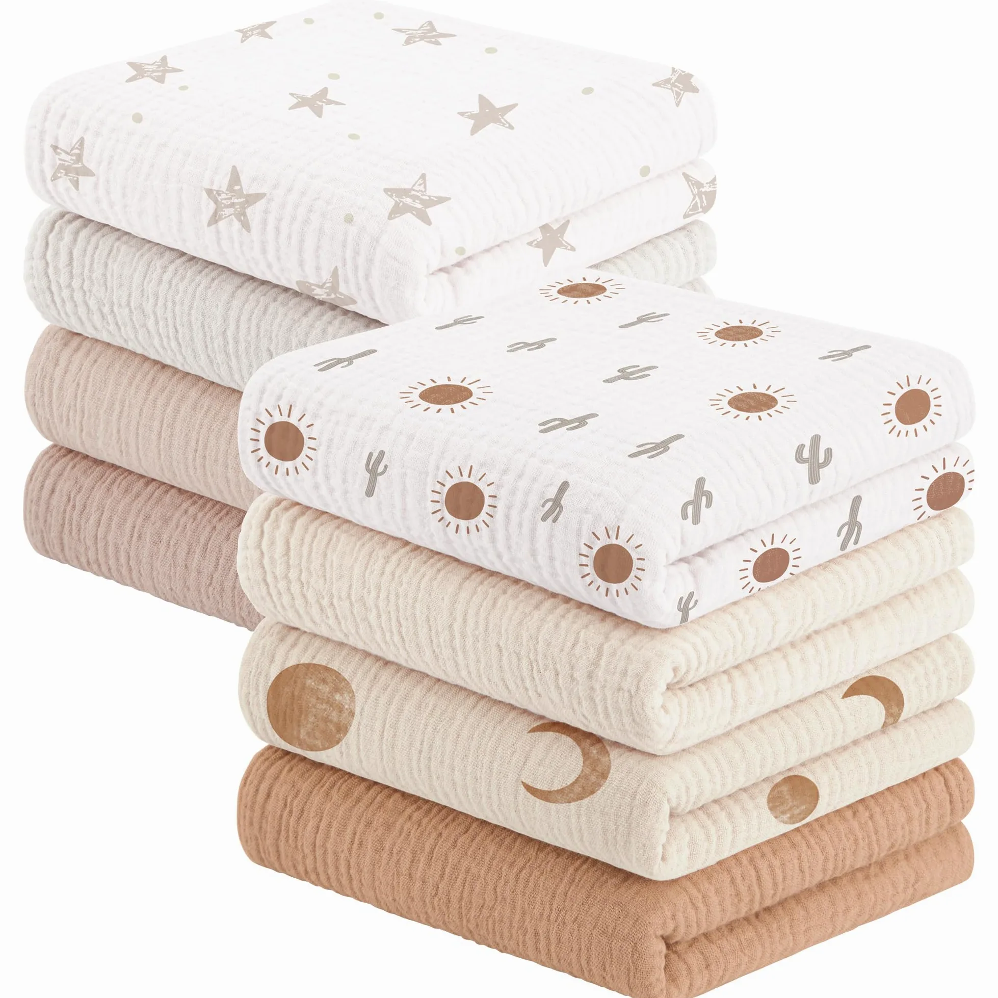 Susurration Salviette in Garza per Bambini Super Morbido Assorbente in Mussola a Grana Per Neonati, Unisex, per Bambine E Ragazzi 8 Pezzi, Set 60x60CM (Blu-verde)