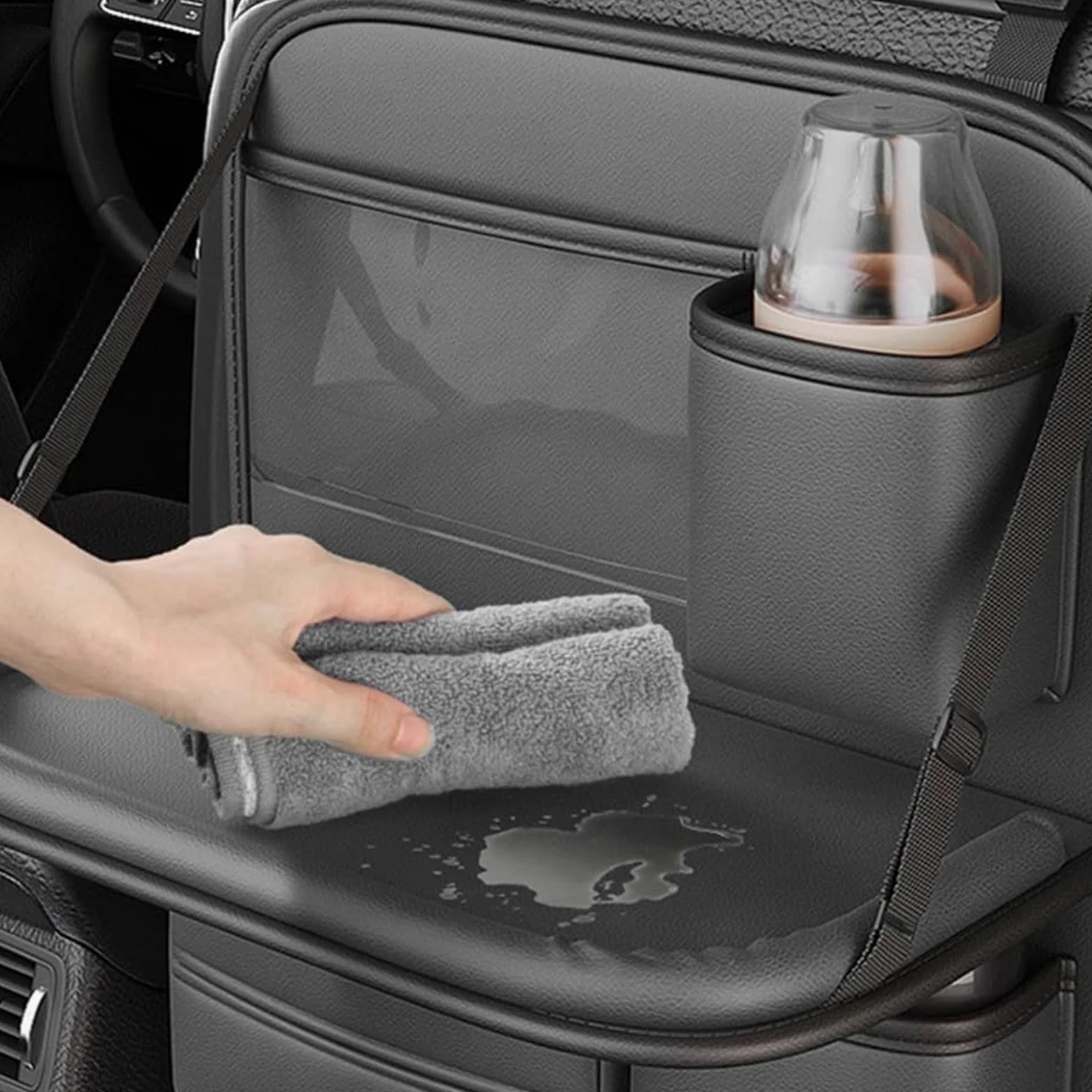 Generico Organizer Sedile Posteriore Auto per Forthing Yacht DFSK Forthing 4 U-Tour 2022-2025, Universale Pelle Organizzatore con Vassoio Pieghevole, Viaggio Essenziale per Bambini Adulti