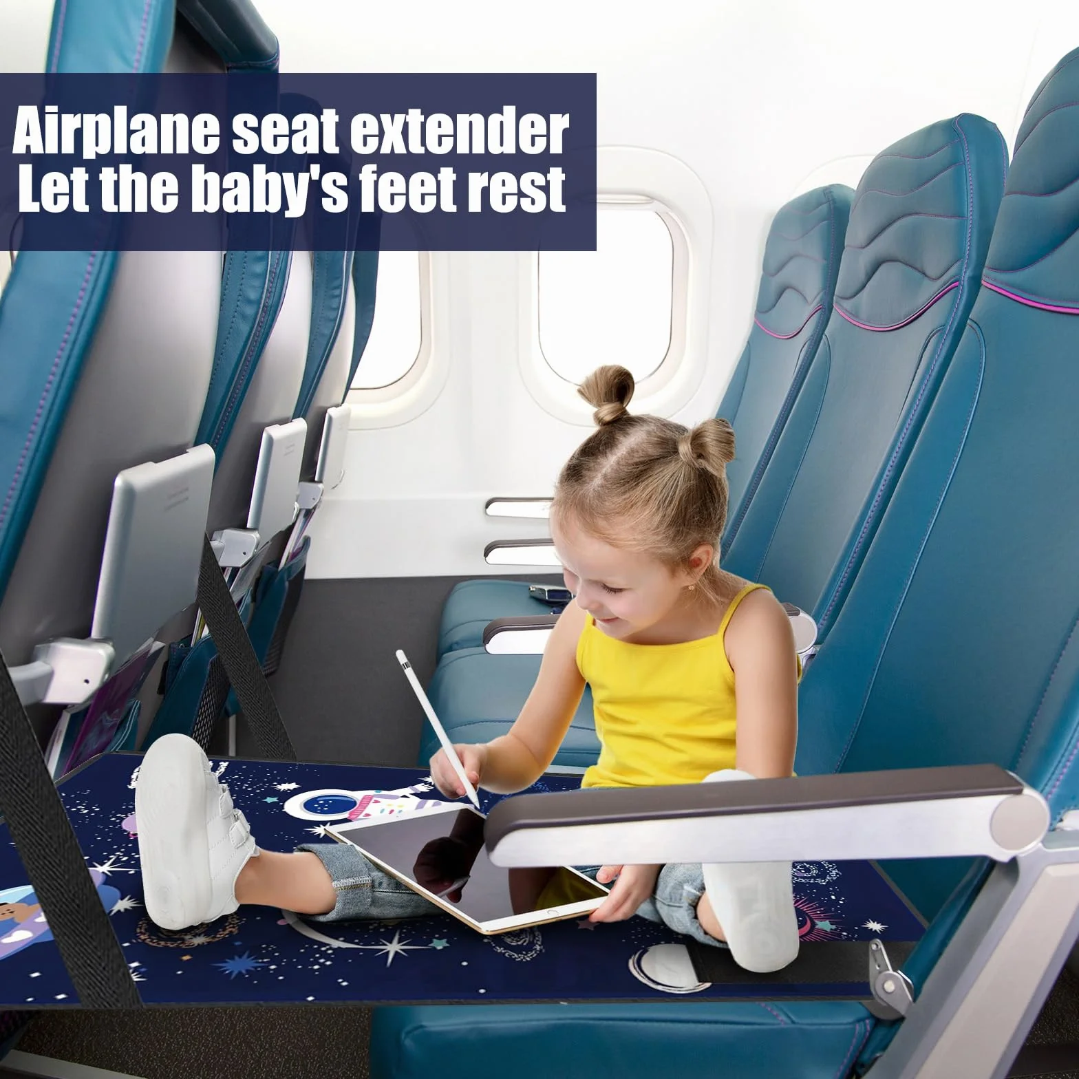 Estensione del sedile per bambini, poggiapiedi aereo, 79 x 44 cm, poggiapiedi per aereo, leggero e pieghevole, prolunga per viaggi in volo per bambini