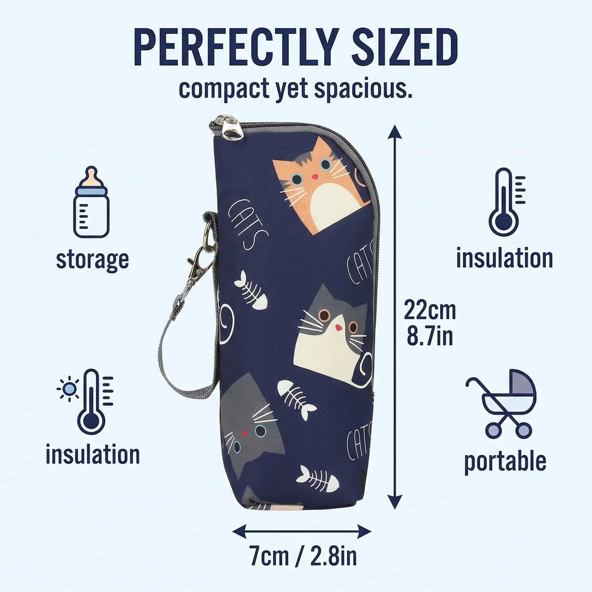 1 Pezzo Porta Biberon Termico Borsa Termica Con Strato Isolante, Borsa Da Viaggio Portatile Per Biberon Appeso Latte Materno Acqua Stoccaggio Sacchetto Di Isolamento, Modello di Gattino