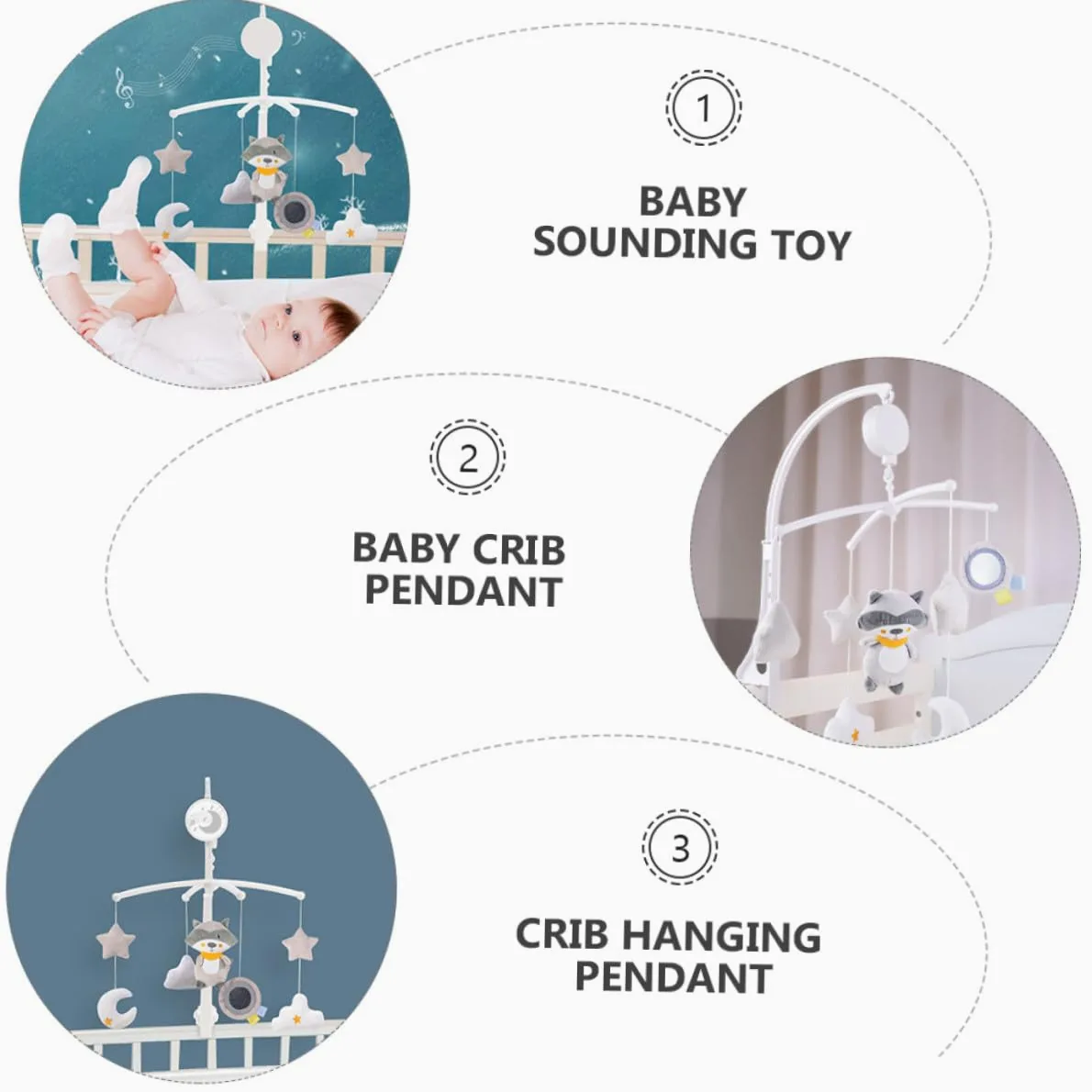 Pendente per Culla Girevole Carillon in Plastica per Ragazzo Ragazza | Ornamento Sospeso per Cameretta, Regalo per Battesimo e Shower, Decorazione da Letto
