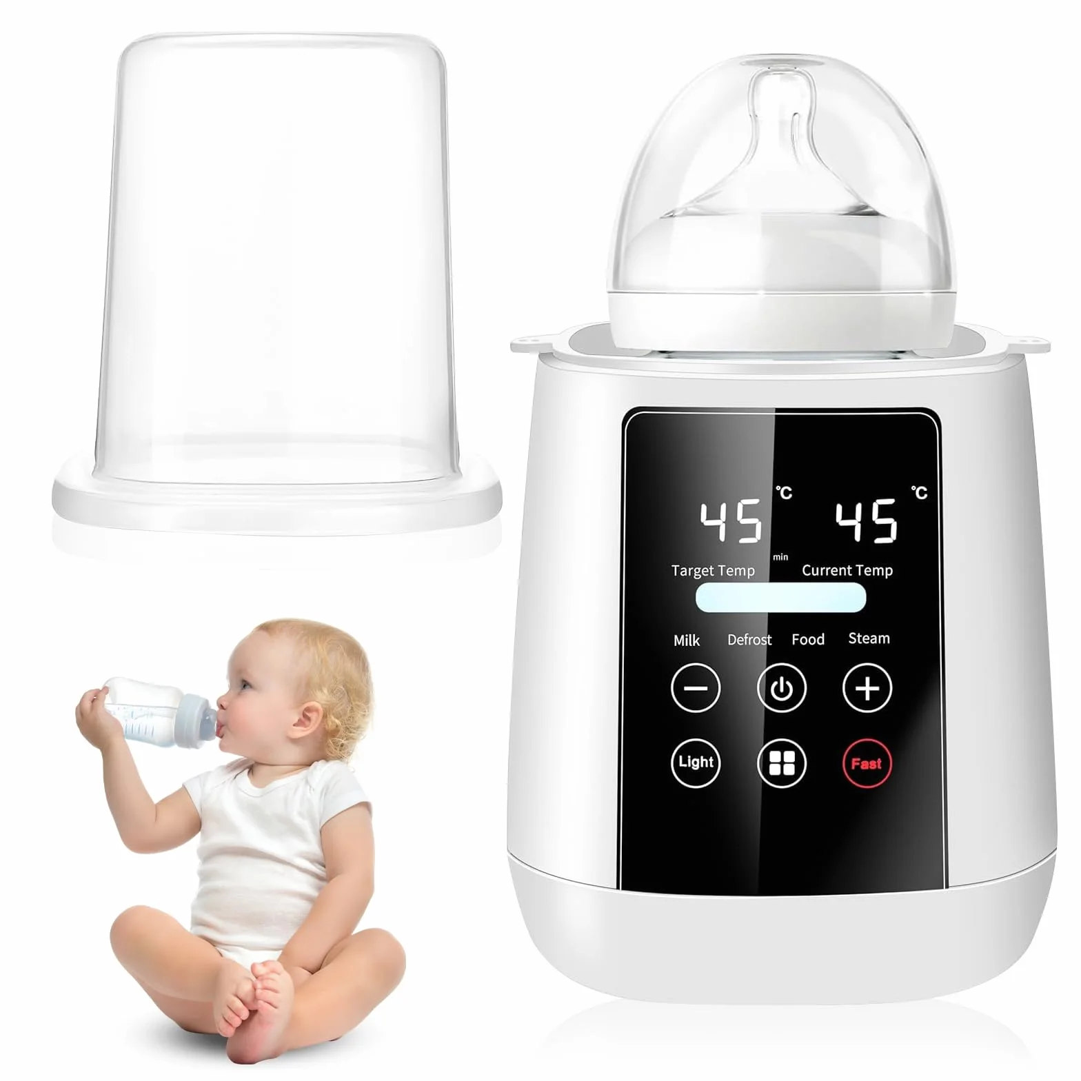 Scaldabiberon e Sterilizzatore 2 in 1, 6-in-1 Multifunzione per Biberon, Scalda e Scongela Biberon, Riscaldatore Di Alimenti Per Bambini con Modalità Rapida e Spegnimento Automatico