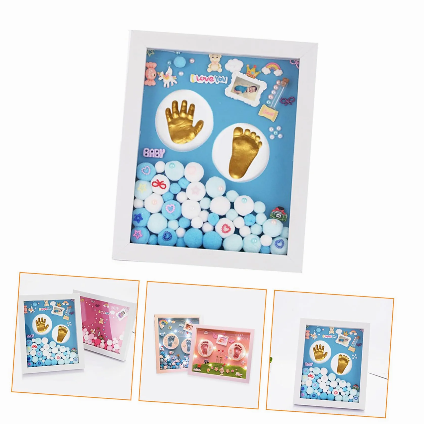 ABOOFAN Kit Impronta Mani e Piedi per Ragazzo Ragazza in Acrilico Oro Cornice da Parete, Regalo per Bambine, Ricordo Prima Infanzia Unico e Originale