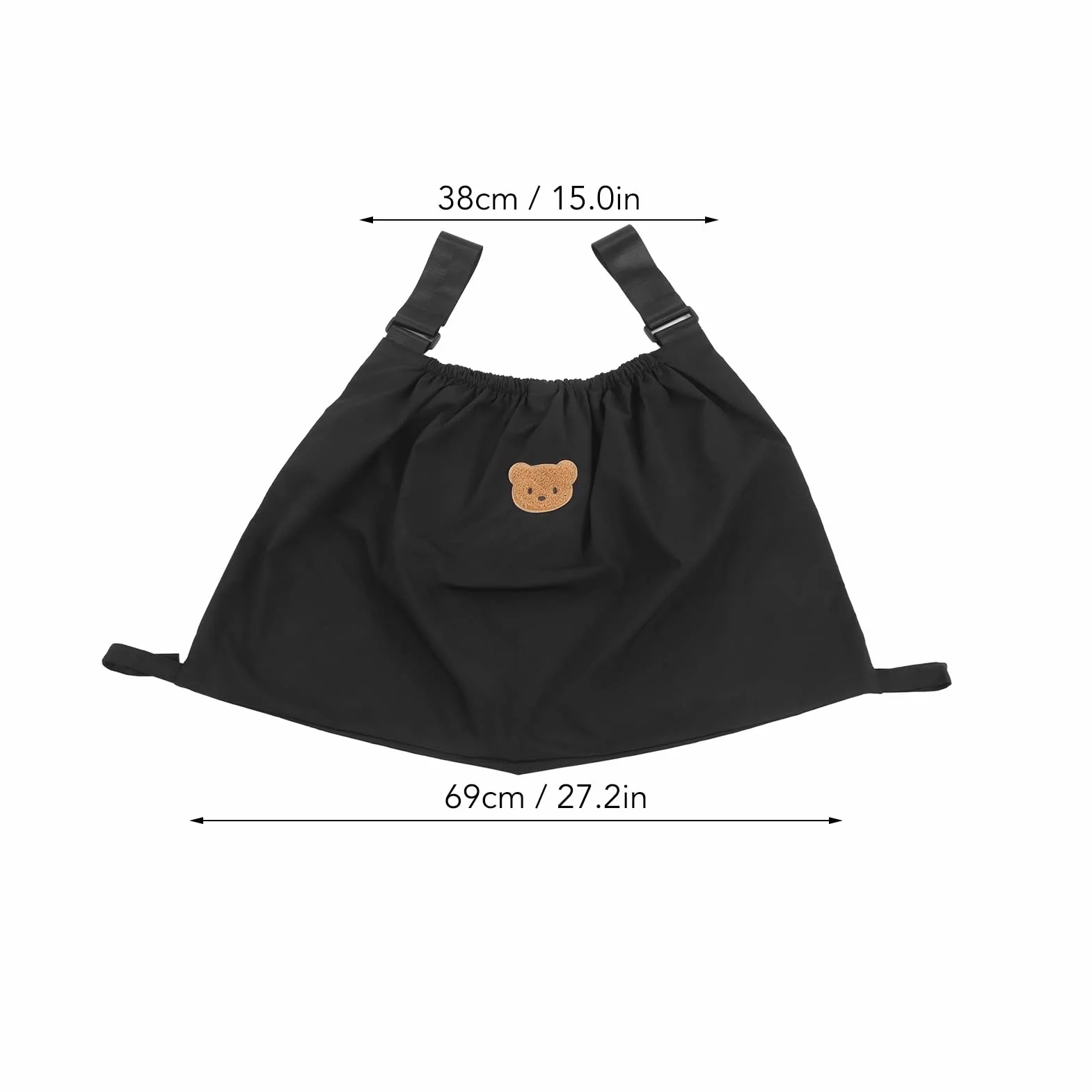 Borsa per Passeggino Impermeabile Resistente Allo Strappo Simpatico Organizer per Passeggino con Motivo a Orso Riutilizzabile per Caricabatterie per Cellulare (Nero)