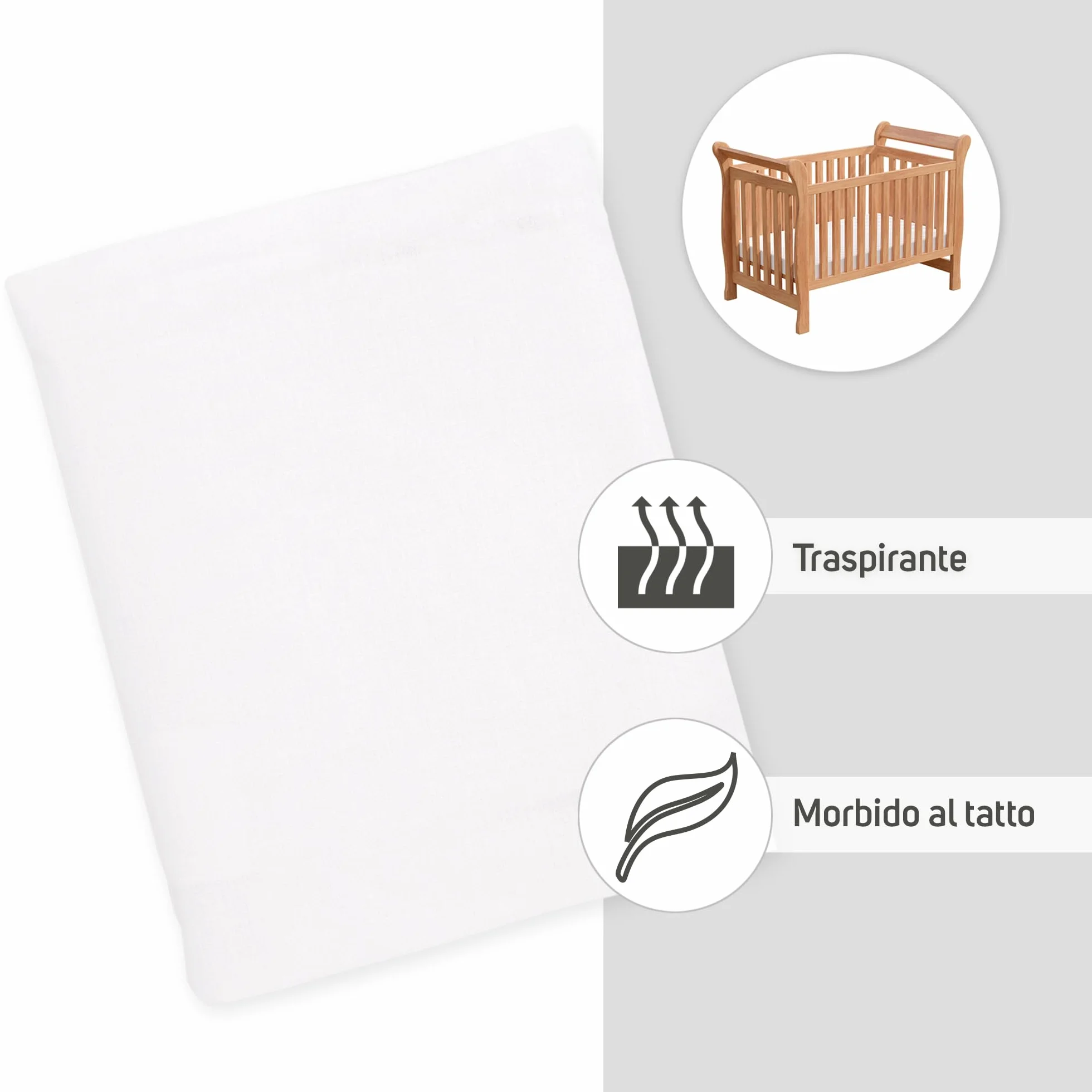 Ti TIN Confezione Da 2 Lenzuola con Angoli Per Culla 100% Cotone | Set Di 2 Lenzuola Elasticizzate Regolabili, 50x83 cm, 2 Lenzuola Bianca