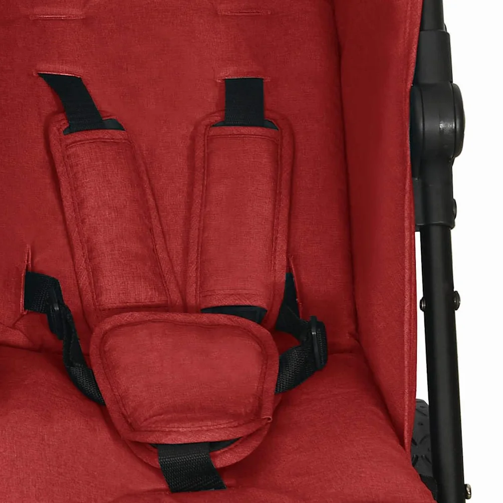 vidaXL Passeggino Gemellare in Acciaio Rosso