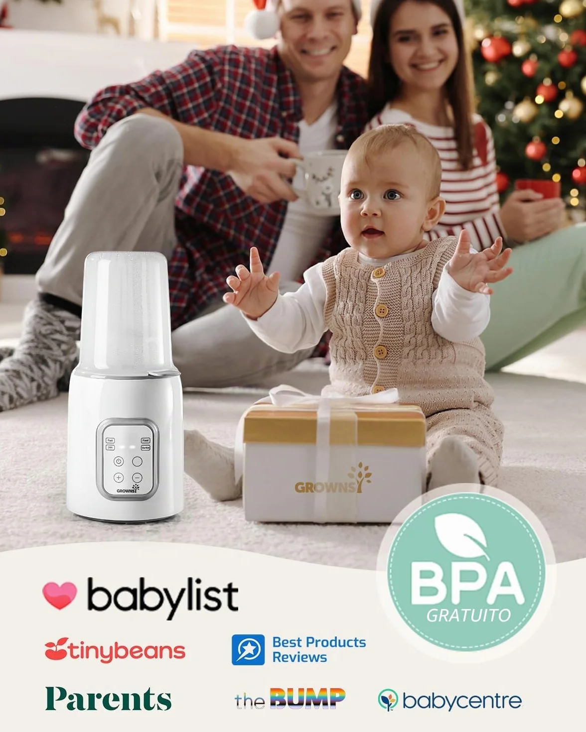 GROWNSY Scaldabiberon 10-in-1 Veloce con Timer per Latte Materno o Formula, Controllo Preciso della Temperatura, Funzioni di Scongelamento, Sterilizzazione, Mantenimento Caldo e Riscaldamento Pappe