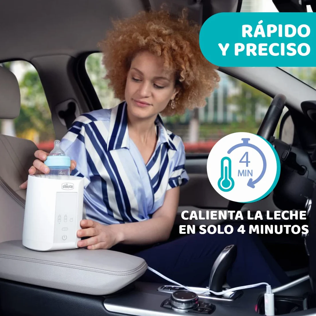 Chicco Scaldabiberon Portatile da Viaggio e Scalda Pappa con 3 Programmi e Spegnimento Automatico, Scalda in Modo Graduale, Anche per Vasetti e Latte Materno, Mantiene il Calore, 220W, Bianco, 1 Pezzo