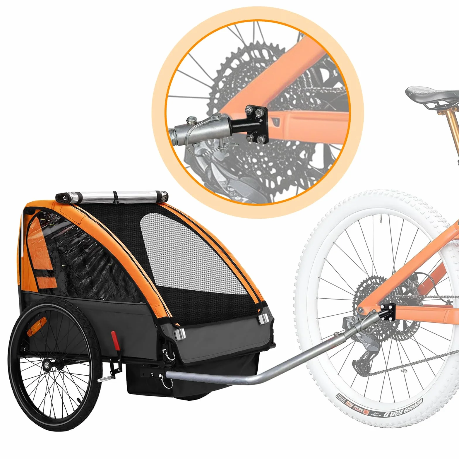 Gancio di traino universale per bicicletta, con doppio perno di sicurezza per rimorchi per bambini, rimorchio per cani, rimorchio per carichi, struttura in acciaio robusta e ad alta resistenza