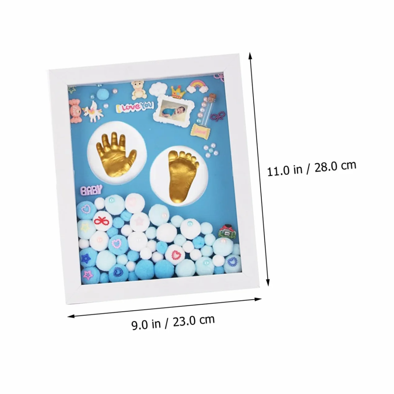 Totority Cornice Impronta Mani e Piedi per Neonata in Acrilico Oro, Set Regalo Nascita e Battesimo Decorazione da Parete