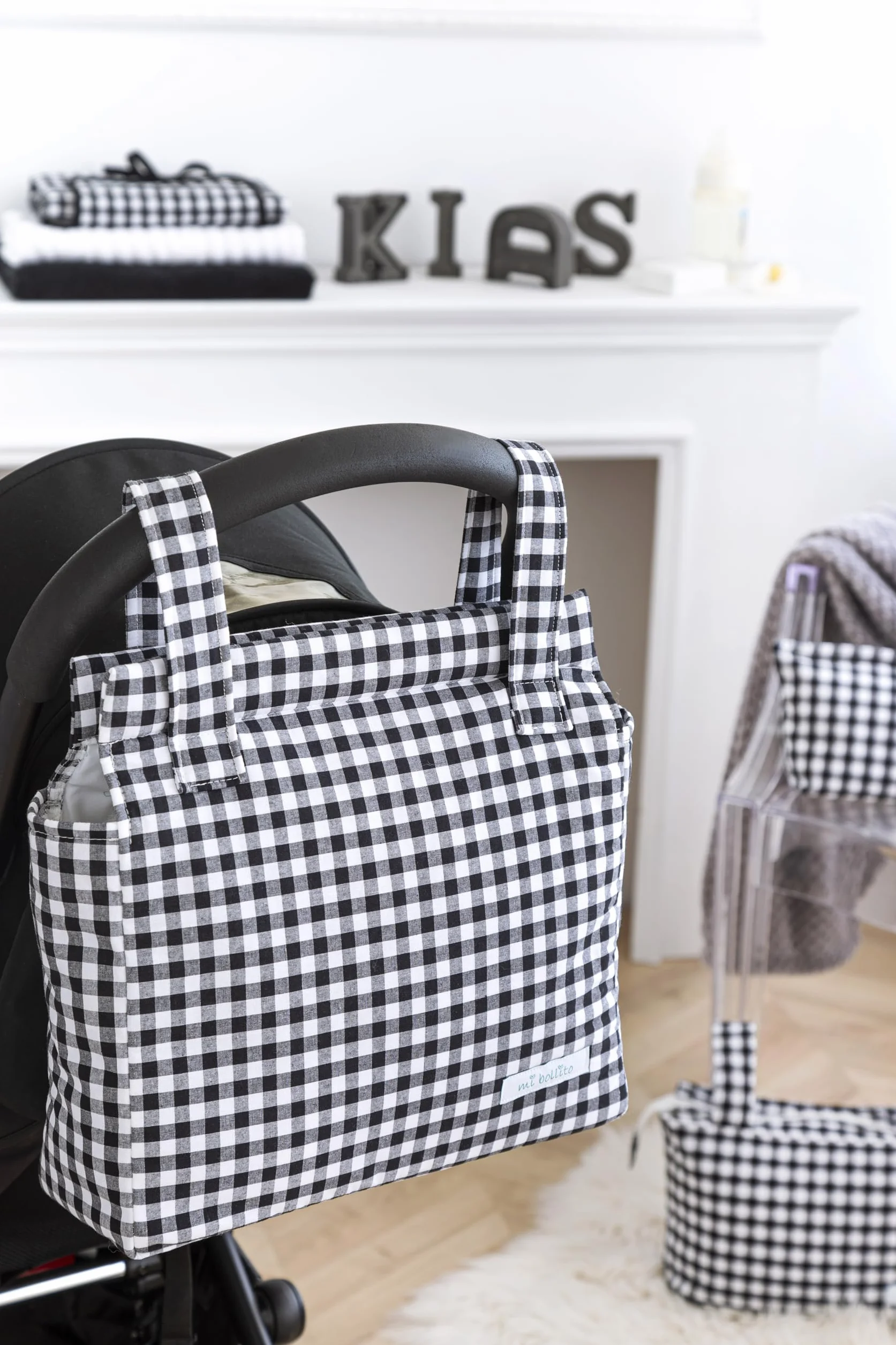 Borsa organizer per passeggini per mamma, borsa per passeggini, multifunzione, grande capacità per riporre (Nero)