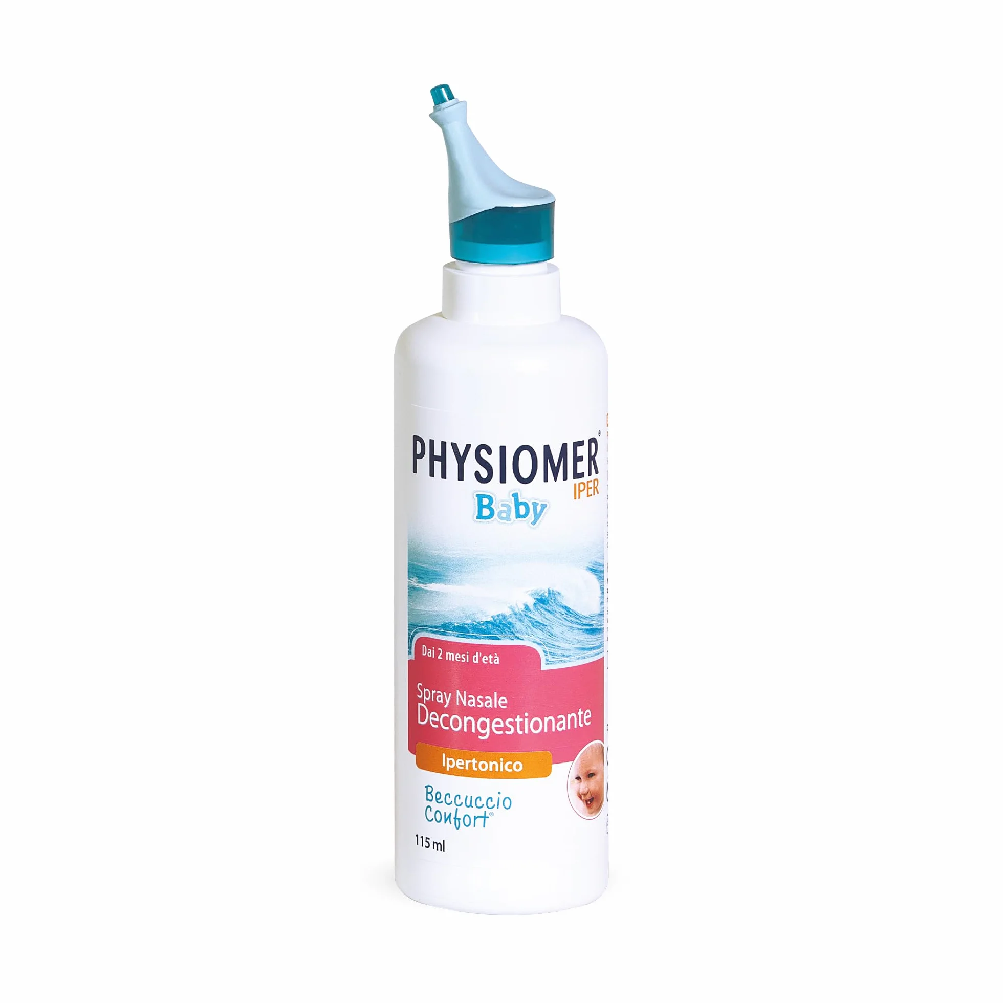 Physiomer® Baby Plus Spray Nasale 115 ml - Congestione Forte - 3in1: Decongestiona │ Allevia │ Ripristina - Acqua di mare pura al 100%│ Elevata concentrazione di Sali │ Dai 2 mesi di età│ Comfort Tip®
