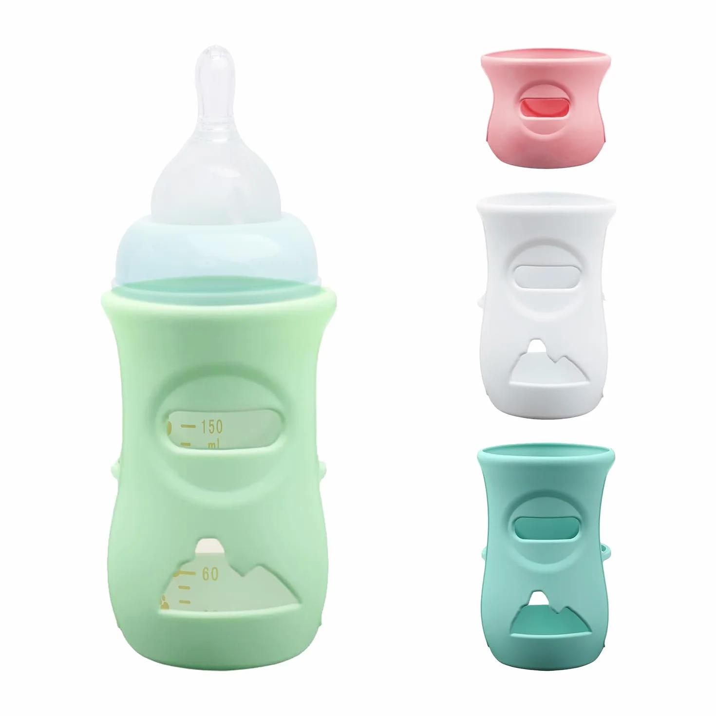 Set Da 4 Pezzi Di Coperchio Per Biberon Semplice, Coperchio Per Biberon In Silicone Antiurto, Coperchio Protettivo Per Biberon, Coperchio Per Biberon In Vetro Infrangibile.