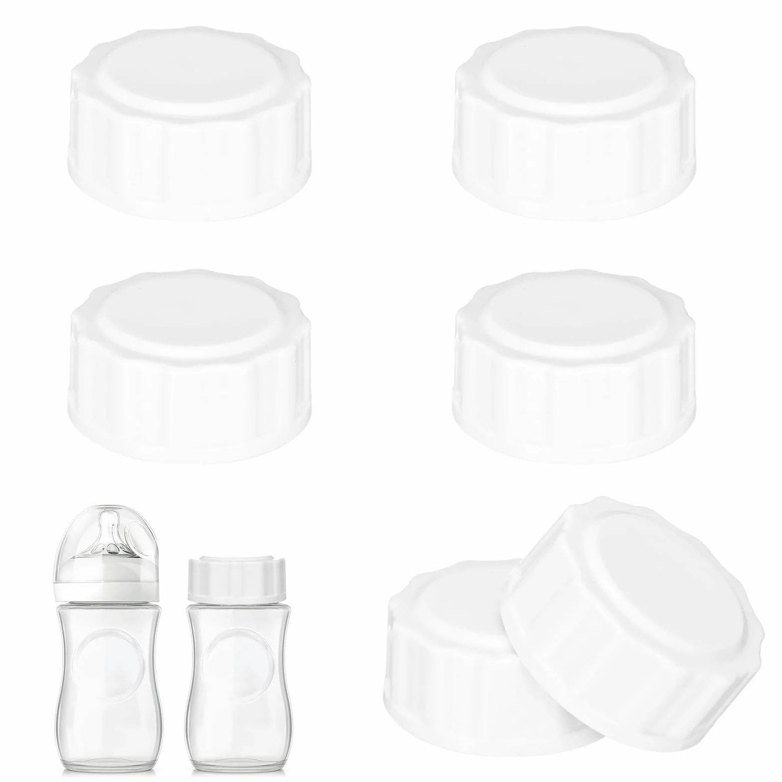 6 chiusure per bottiglie di vetro Philips Avent, coperchio anti-colica con anello di tenuta, chiusura per bottiglie, accessori per viaggi e conservazione (5 cm, bianco)