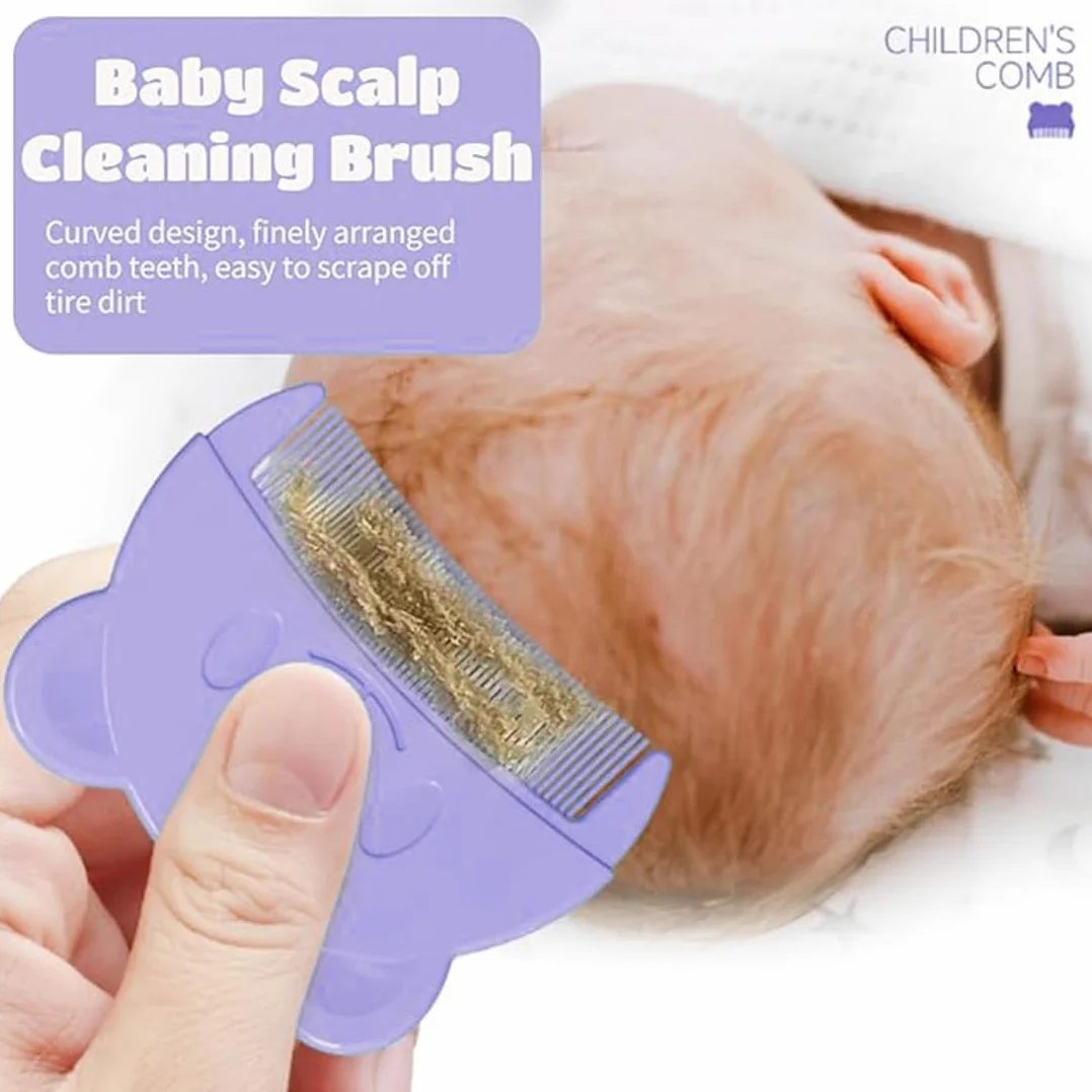 spazzola da bagno, 3 Pezzi Pettine Neonato,Pettine Crosta,Spazzola e Pettine Neonato,Pazzola per Bambini In Silicone Adatto Per Il Massaggio Del Cuoio Capelluto Del Neonato (A)