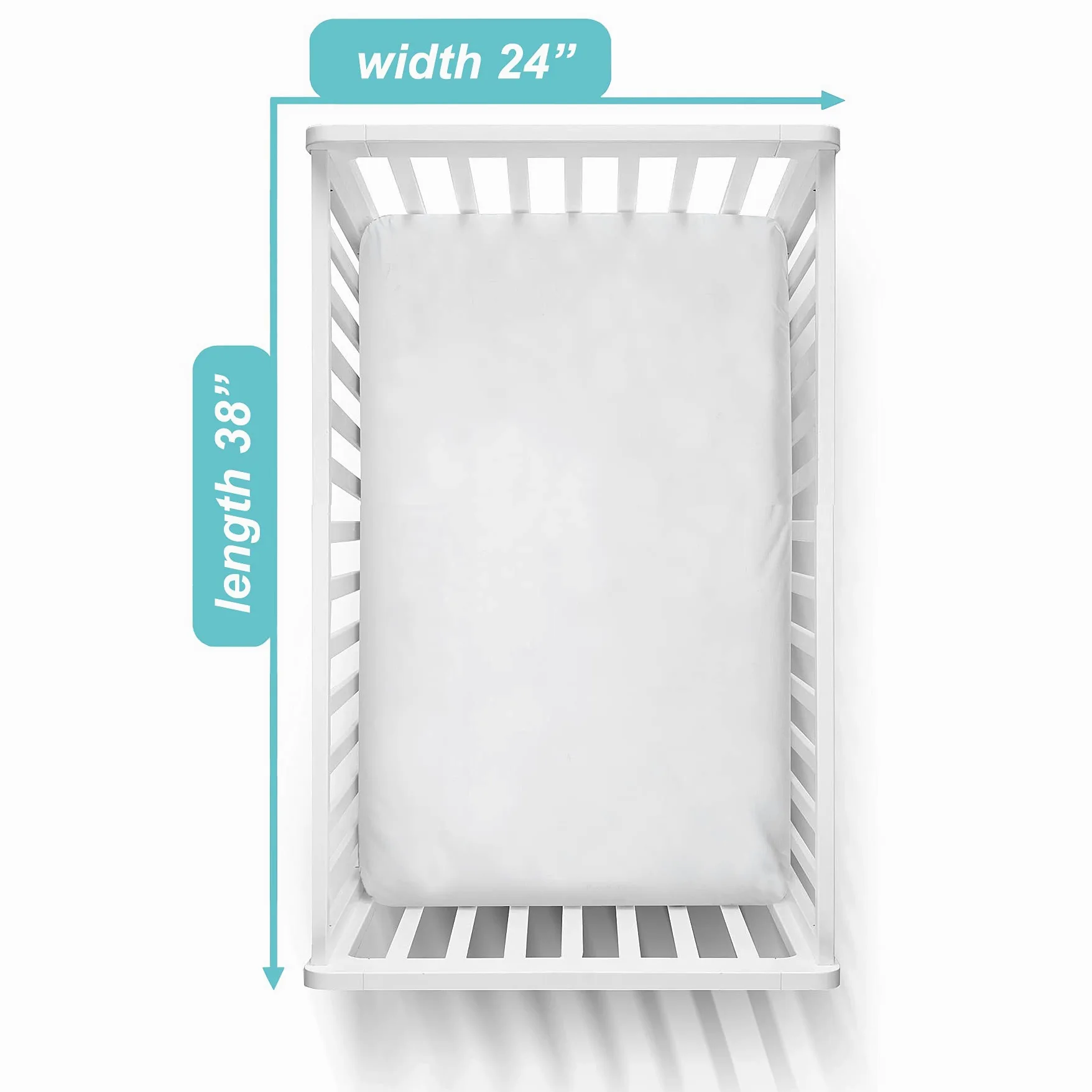 American Baby Company Confezione da 2 lenzuola con angoli in 100% cotone naturale per mini culla, 96,5 x 61 cm, morbide e traspiranti, adatte a materassi Pack N Play, bianco neve, per ragazzi e