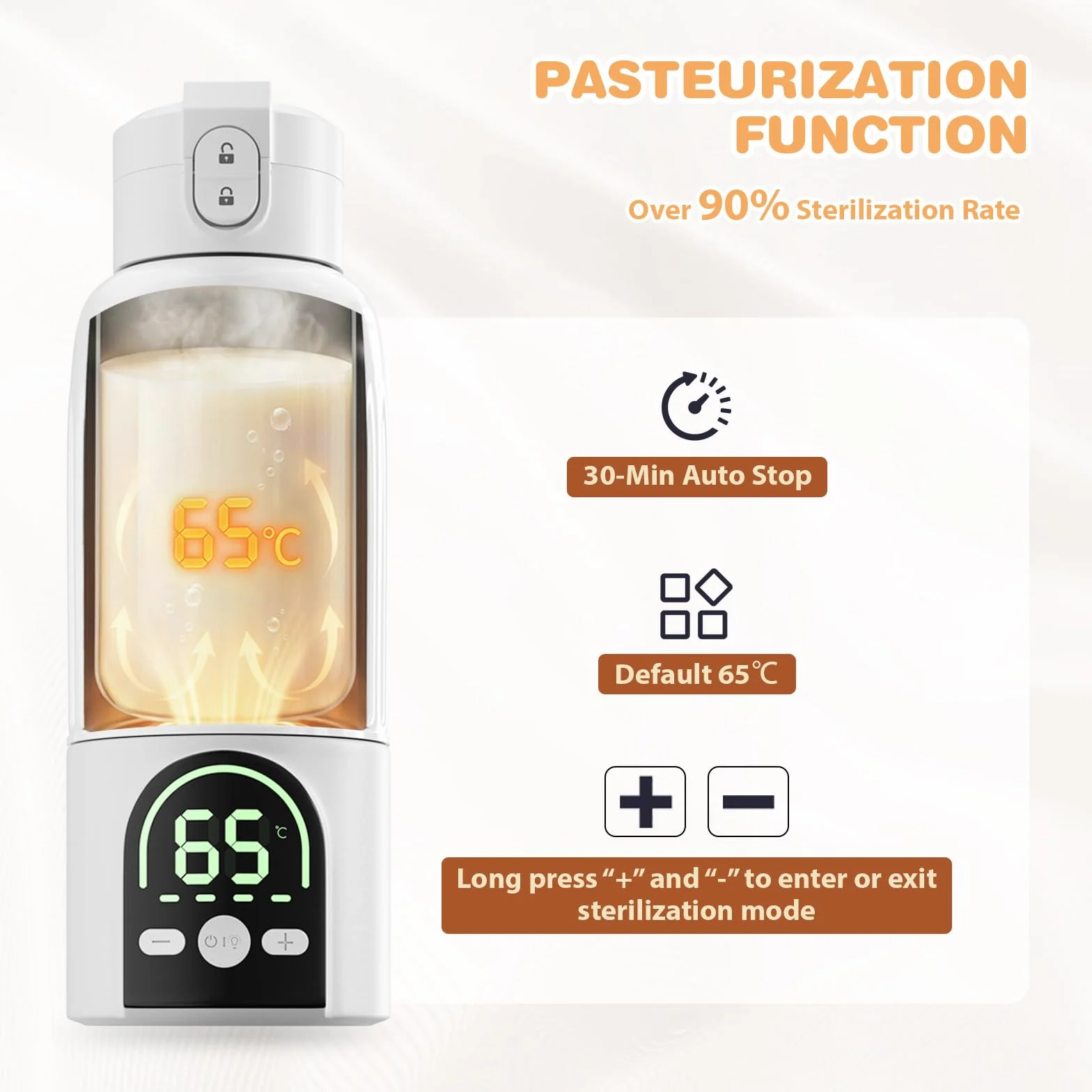 Scaldabiberon Portatile,Scaldabiberon Portatile Senza Fili per Latte Materno 500 ml,Riscaldamento Rapido e Controllo Preciso della Temperatura,Scaldalatte con Batteria e Caricabatterie