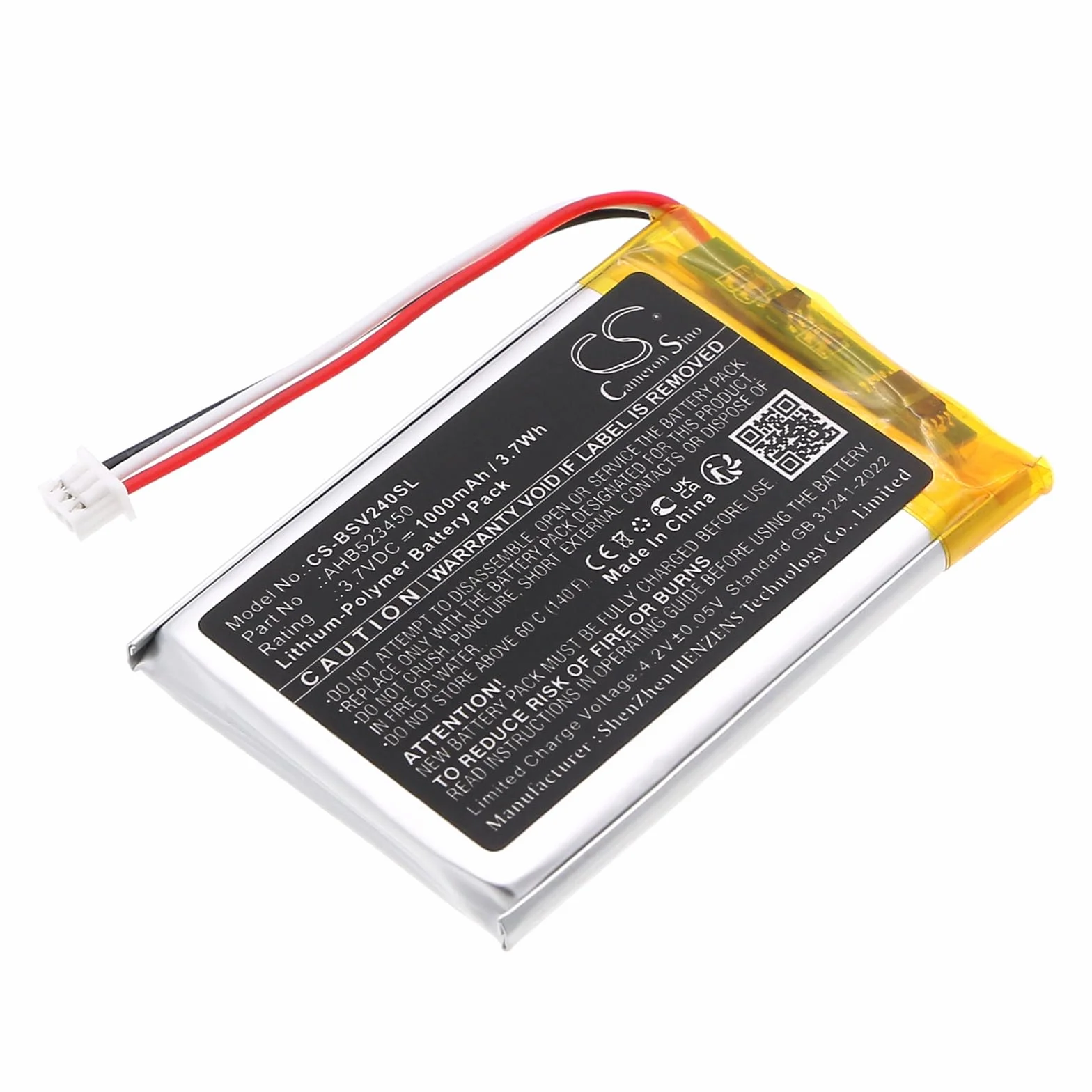 TECHTEK Batteria 1000mAh compatibile con [Babysense] V24R Video Baby Monitor sostituisce AHB523450 FBA