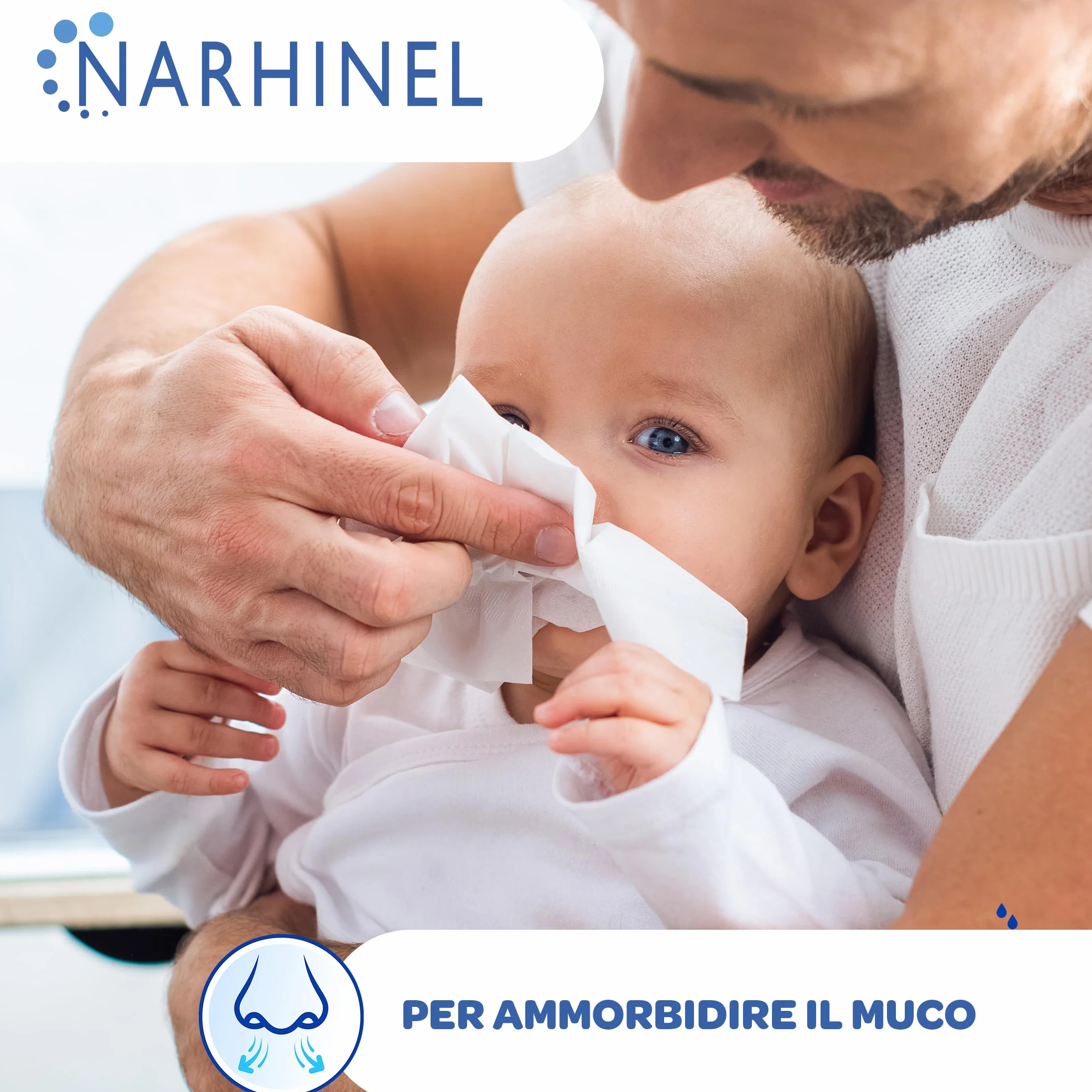 Narhinel Soluzione Fisiologica per Lavaggi Nasali, Soluzione Salina Isotonica, Detersione Delicata in Caso di Naso Chiuso, Pacco da 30 Flaconcini Monodose da 5 ml