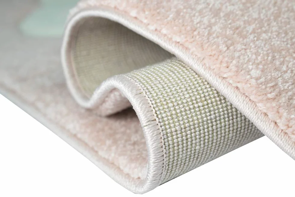 Teppich-Traum Tappeto per Bambini in Camera Arcobaleno con Nuvole e Cuori Rosa Größe 80x150 cm