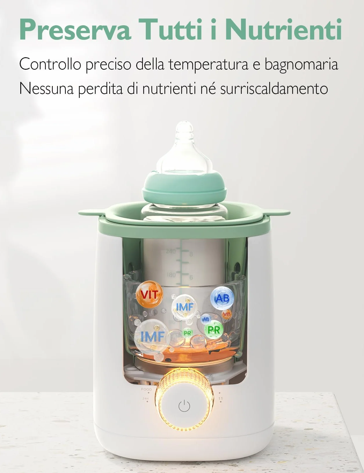 Momcozy MW02 Nutri scaldabiberon Baby con controllo preciso della temperatura e luce notturna | 9-in-1 scaldabiberon con riscaldamento rapido, spegnimento automatico e compatibilità universale per