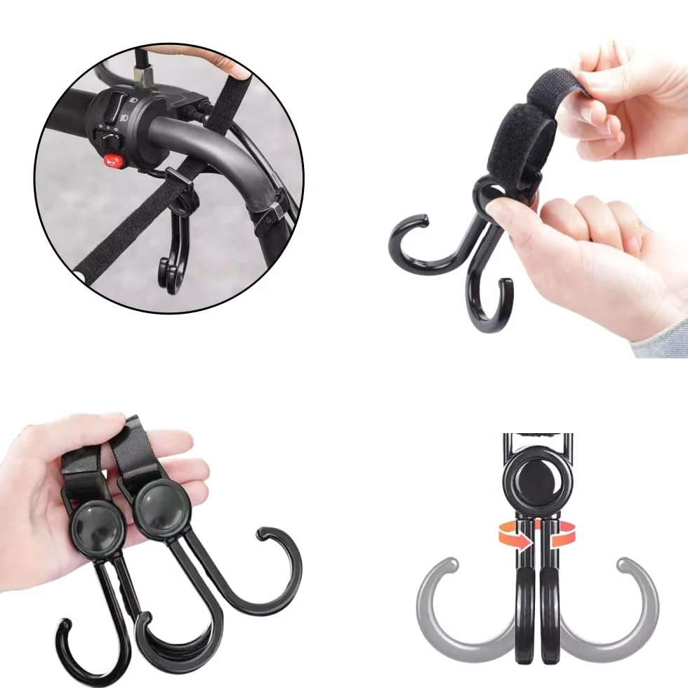2 Pezzi Gancio per passeggino, Girevole a 360° Ganci Passeggino Universali, Gancio Multifunzione per Passeggino, per Carrozzina, Sedie a Rotelle