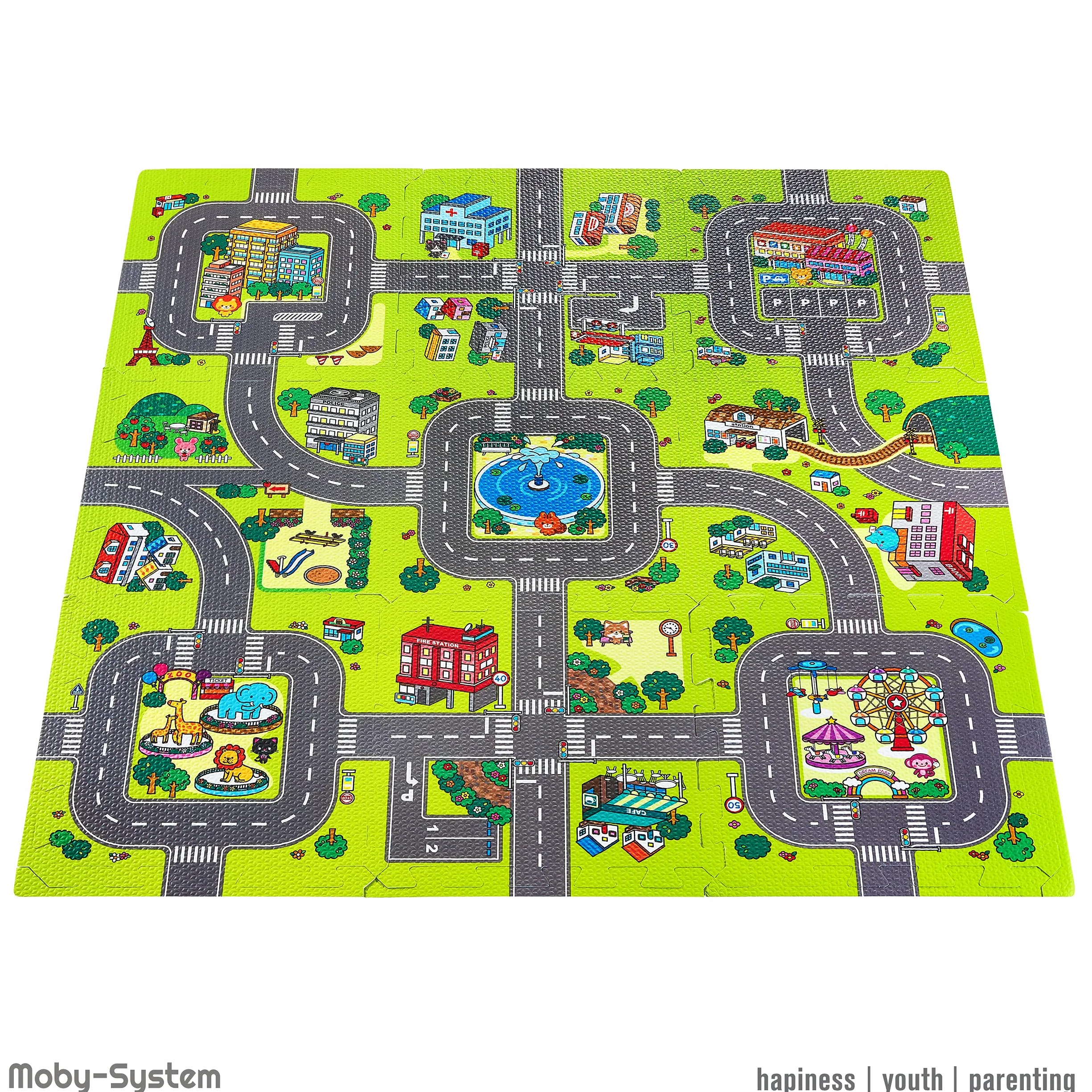 Moby-System Tappetino Puzzle per Bambini 90 x 90 x 1 cm - Inodore e Sicuro - Grande Tappetino da Gioco per Ragazzi e Ragazze - Senza Sostanze Tossiche