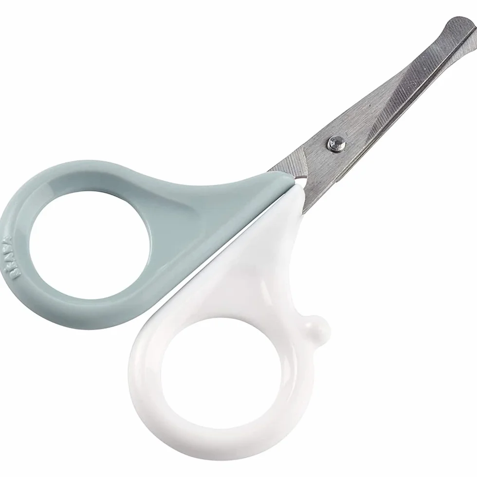 BÉABA - Forbicine per Neonati e Bambini, Forbici per Cura delle Unghie e Manicure, Punte Arrotondate, Blu