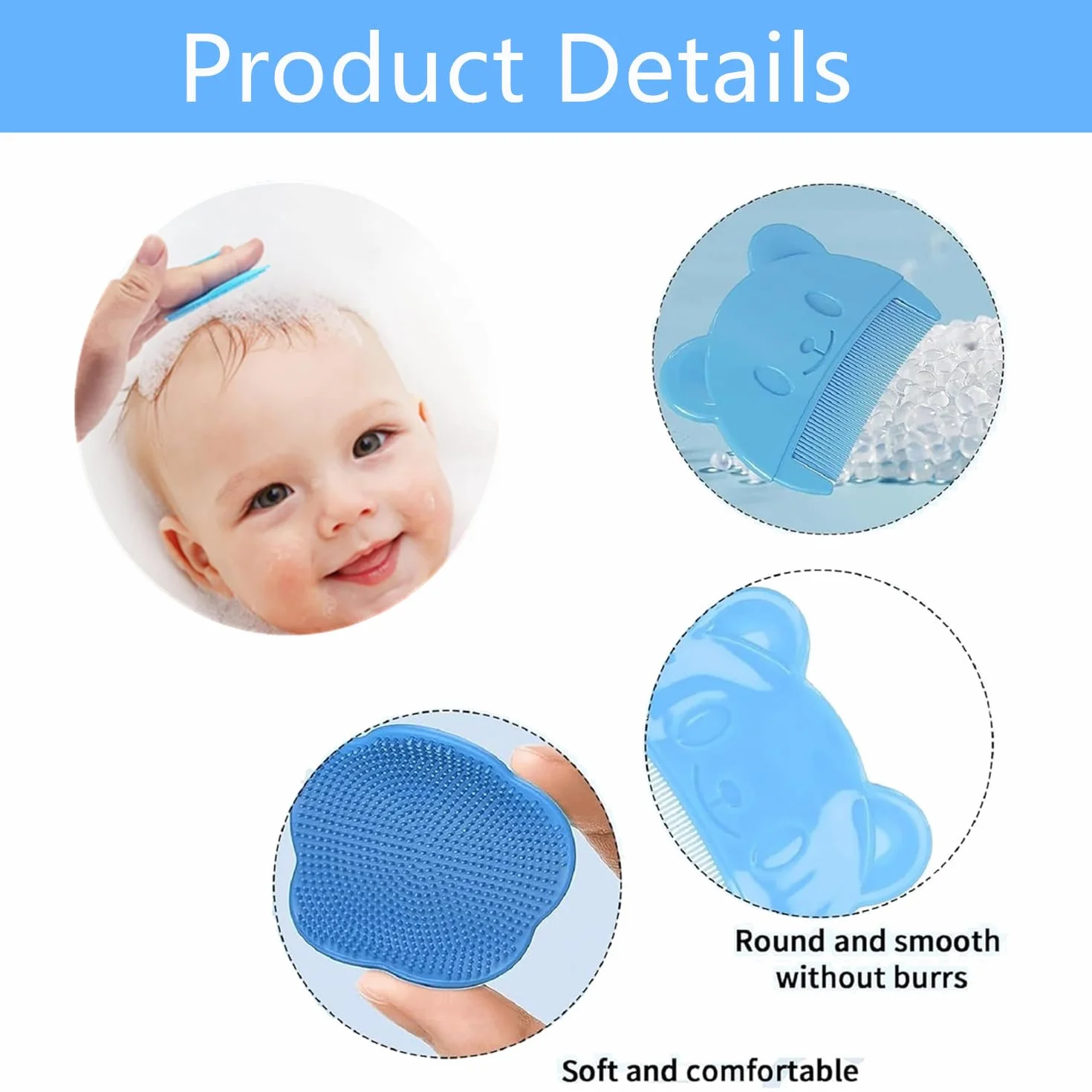 Pettine Neonato,2 Pezzi Spazzola Per Culla Per Bambini In Silicone Spazzola Pettine Neonato Per il Bagno Pettine Crosta Lattea Spazzola per Rimozione Bambino per Neonati e Bambini