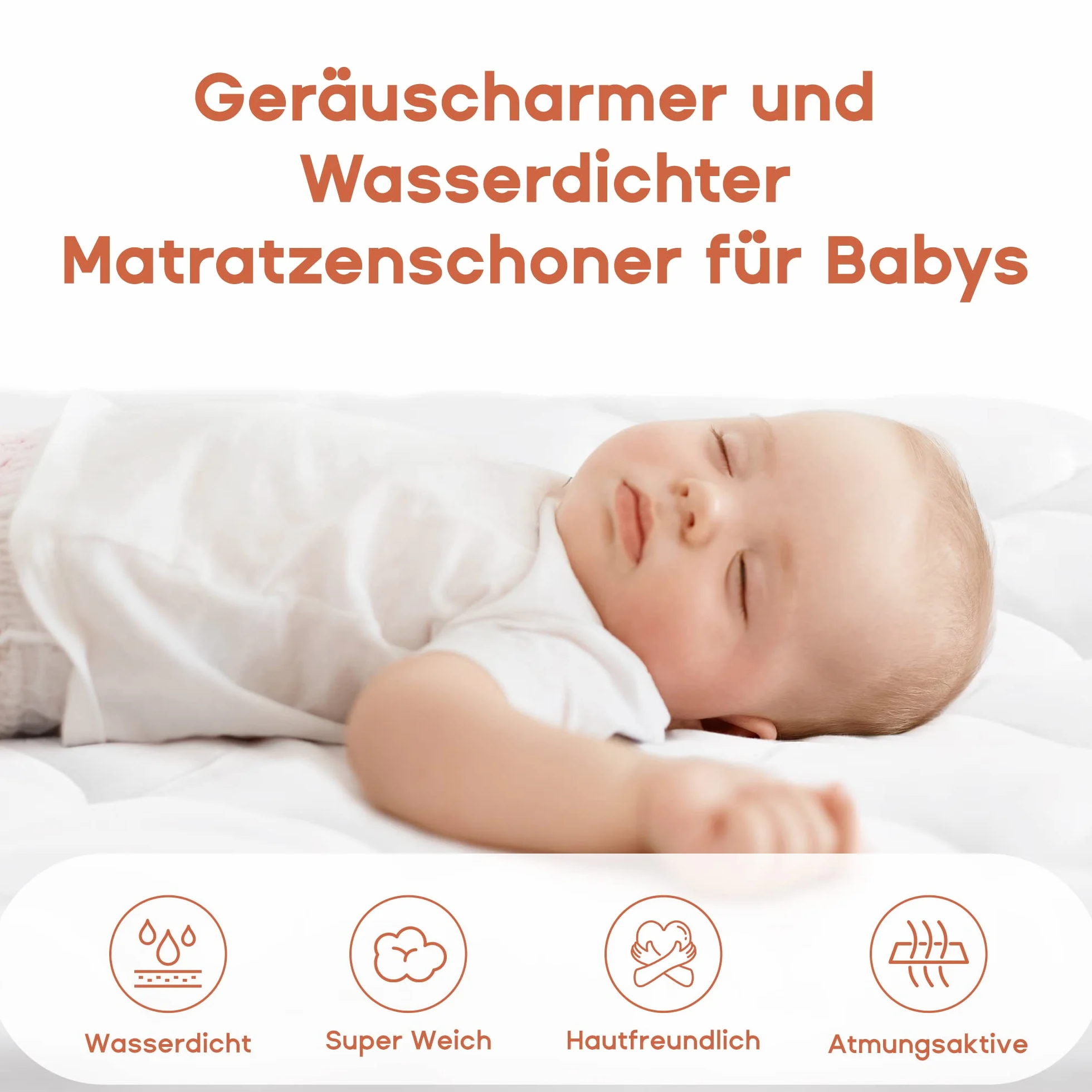 SONIVE Coprimaterasso impermeabile per culla e bambini piccoli, imbottitura in microfibra, 10 oz, certificato Oeko-Tex Standard 100, bianco, 70 x 140 cm