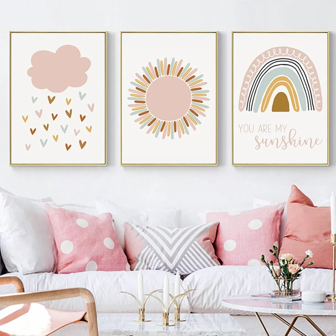 PLABBDPL Immagini per la Cameretta dei Bambini, Set di 3 Quadri Poster, Tela, Decorazione da Parete Regalo senza Cornice
