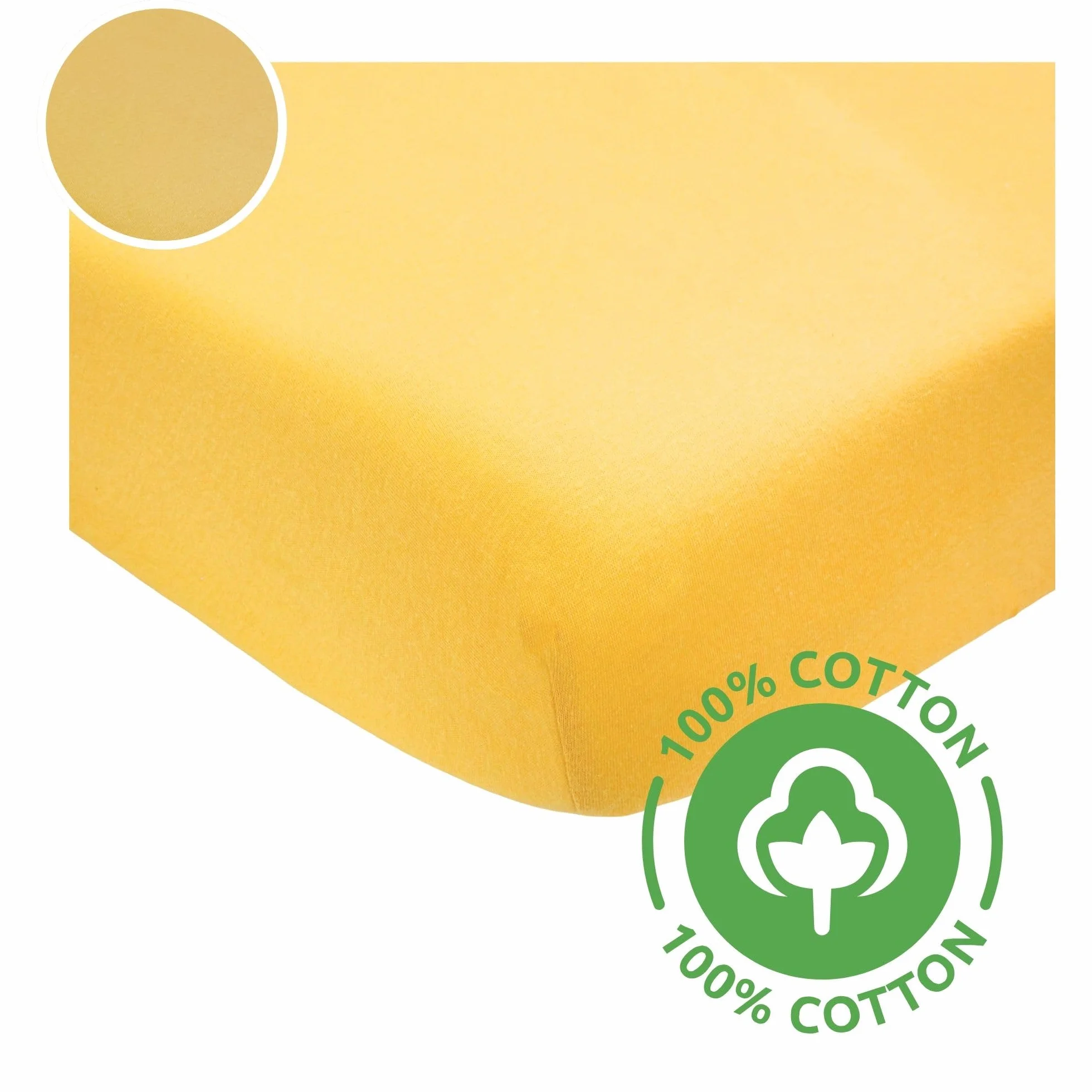 Trois Kilos Sept - Lenzuolo con Angoli Bambino - 60 x 120 cm - 100% Cotone - Jersey Elasticizzato - Mostarda