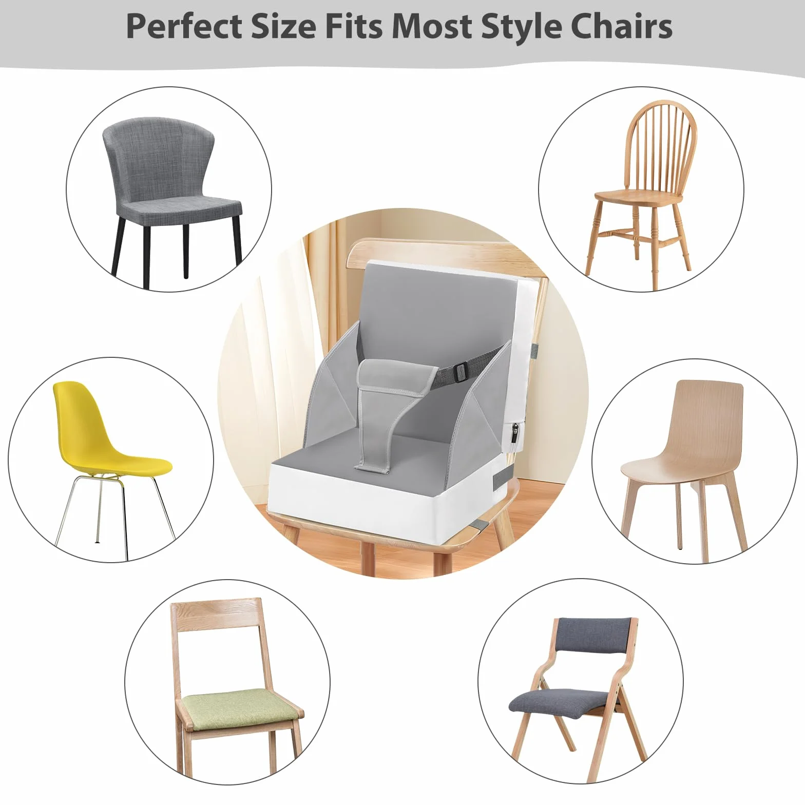 Sitzerhöhung Rialzo da Sedia per Bambini, 3-punto Cintura Cuscino di Seat Bambini Baby PU Impermeabile Sedia Portatile di Seat Elevation Con Cinture Cuscino di Seat