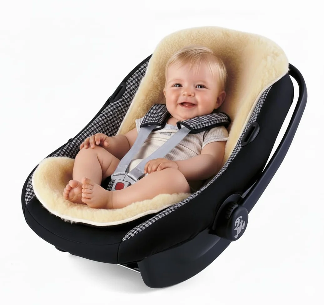 Naturasan, rivestimento per passeggino, in vera pelliccia di agnello, misura universale, circa 74 x 35 cm, calda pelle di pecora con concia medicinale, Liner-02